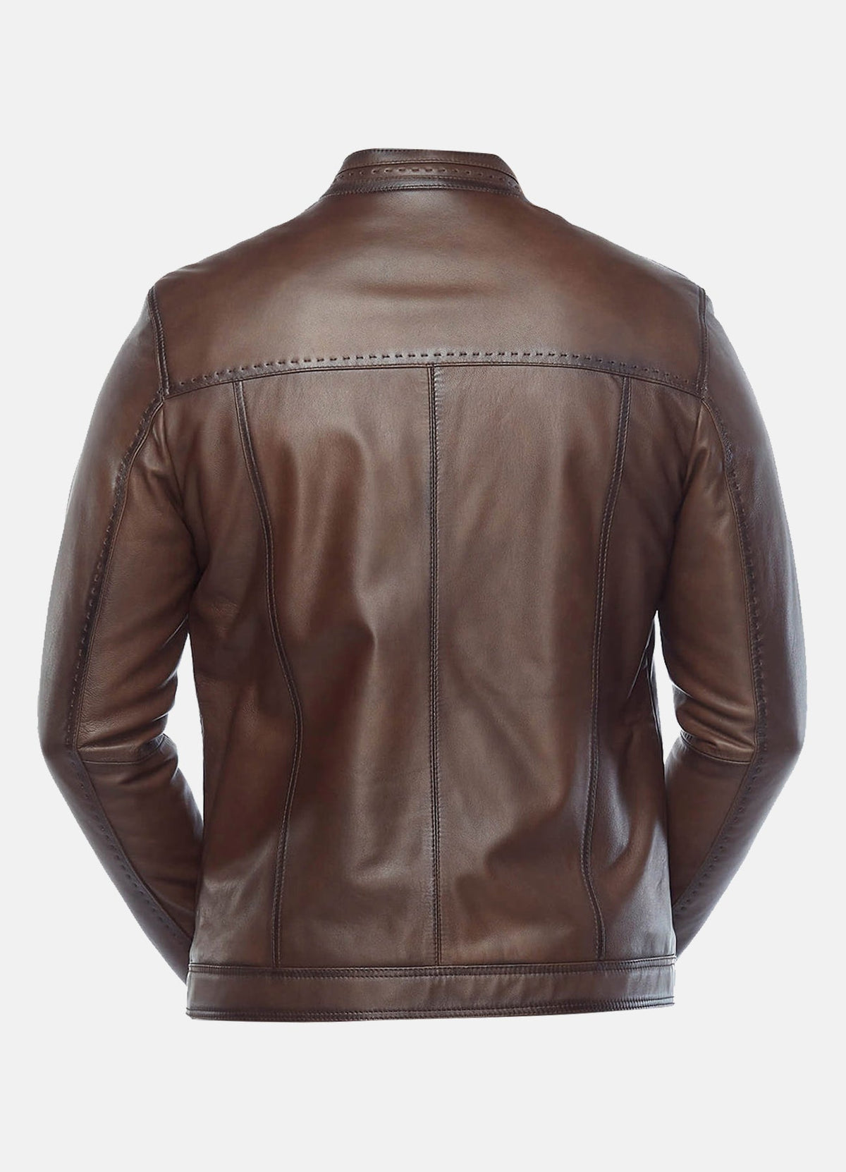 Men's Brown Stitched Style Classic Leather Jacket