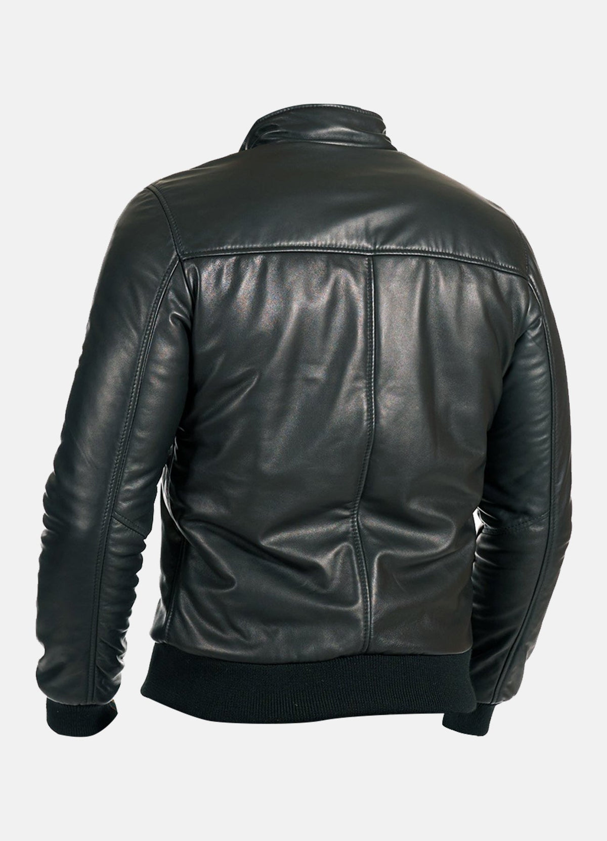 Men's Black Smooth Leather Bomber Jacket