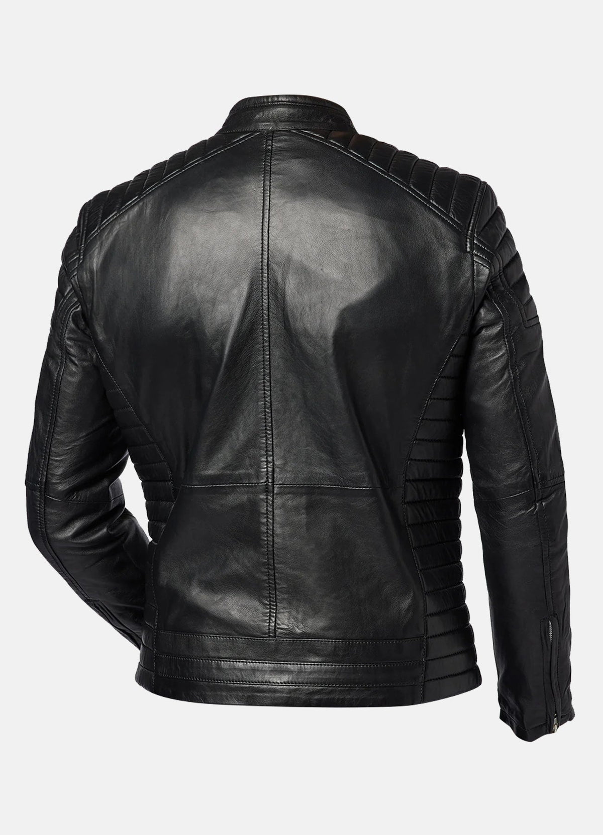 Men's Padded Black Lambskin Leather Jacket