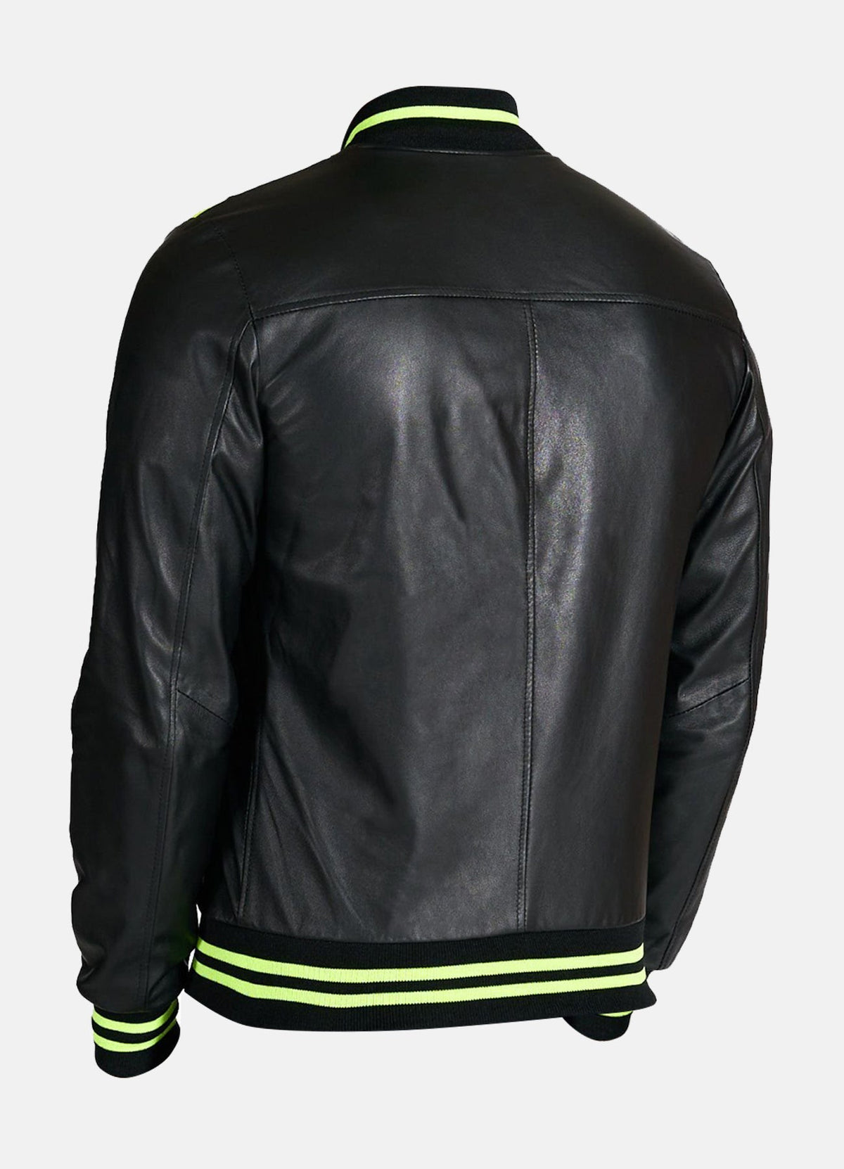 Men's Neon and Black Varsity Leather Jacket