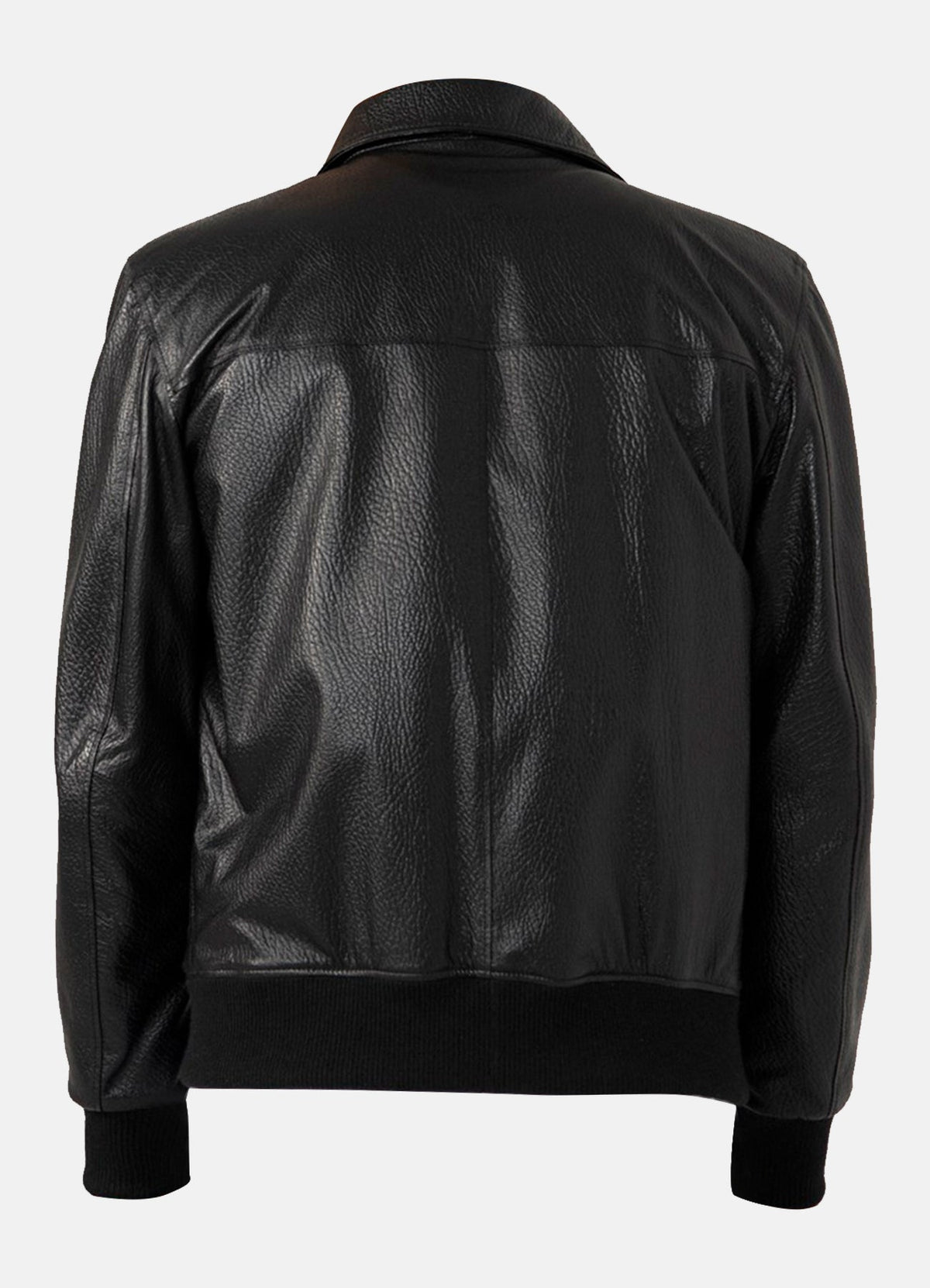 Men's Patterned Black Leather Jacket