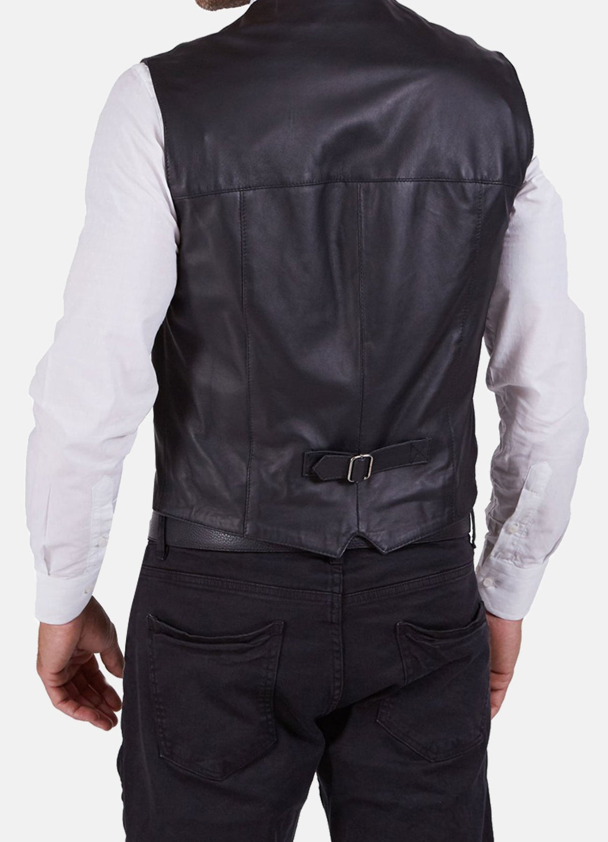 Men's Black Real Leather Vest