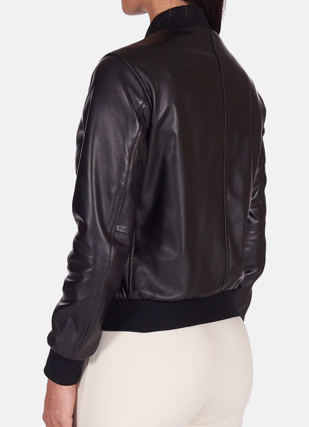 Women's Matt Black Bomber Leather Jacket