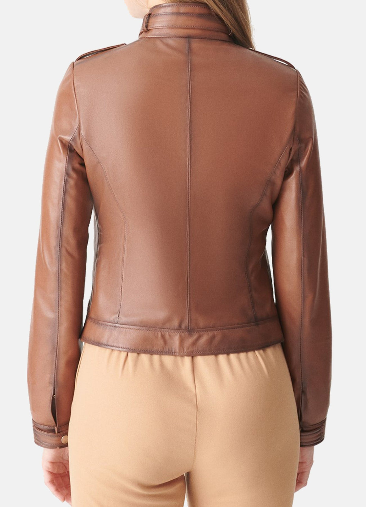 Women's Slimfit Brown Biker Leather Jacket