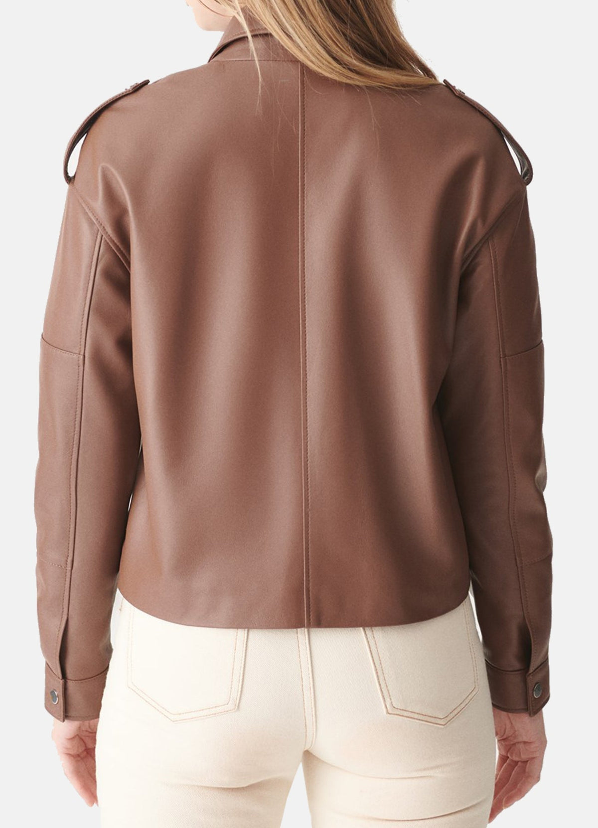 Women's Tan Sport Biker Leather Jacket