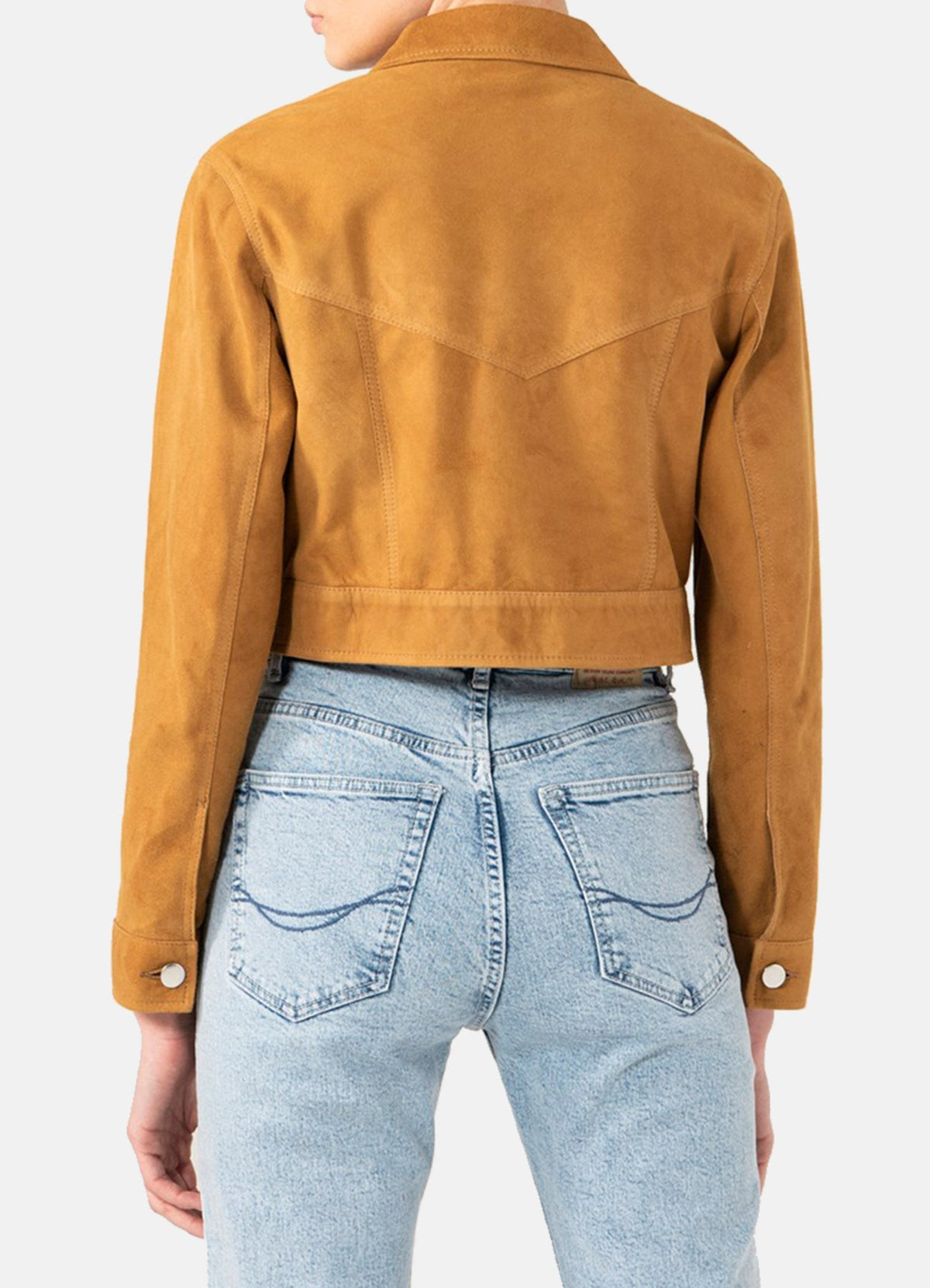 Women's TAN Denim Style Suede Leather Jacket