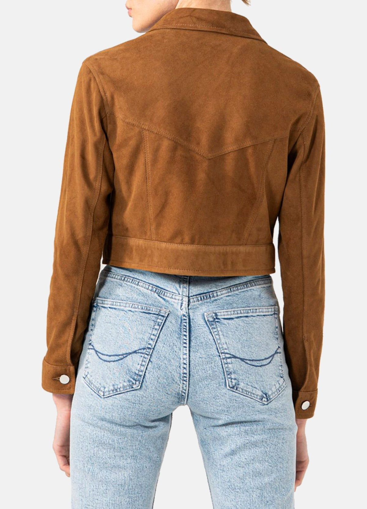 Women's Brown Short Length Suede Leather Jacket