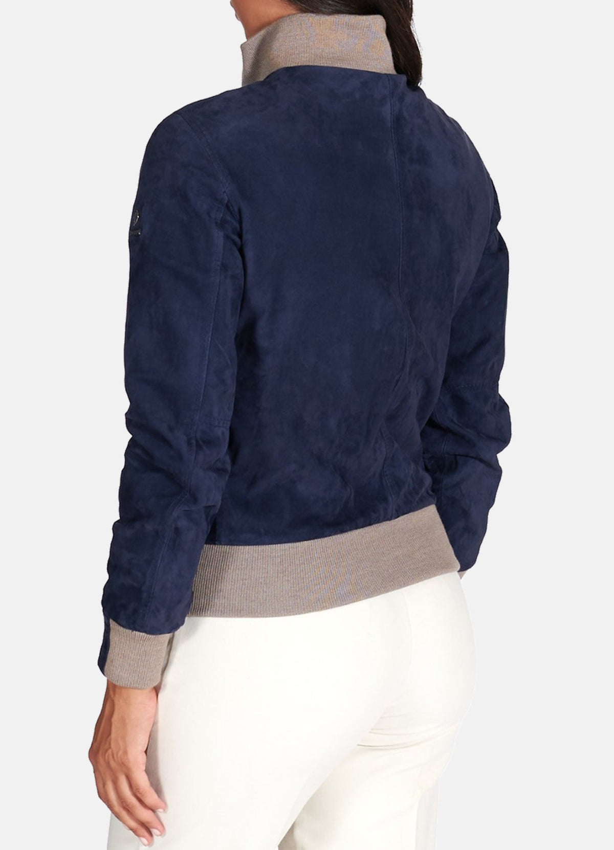Women's Blue Slimfit Suede Leather Jacket
