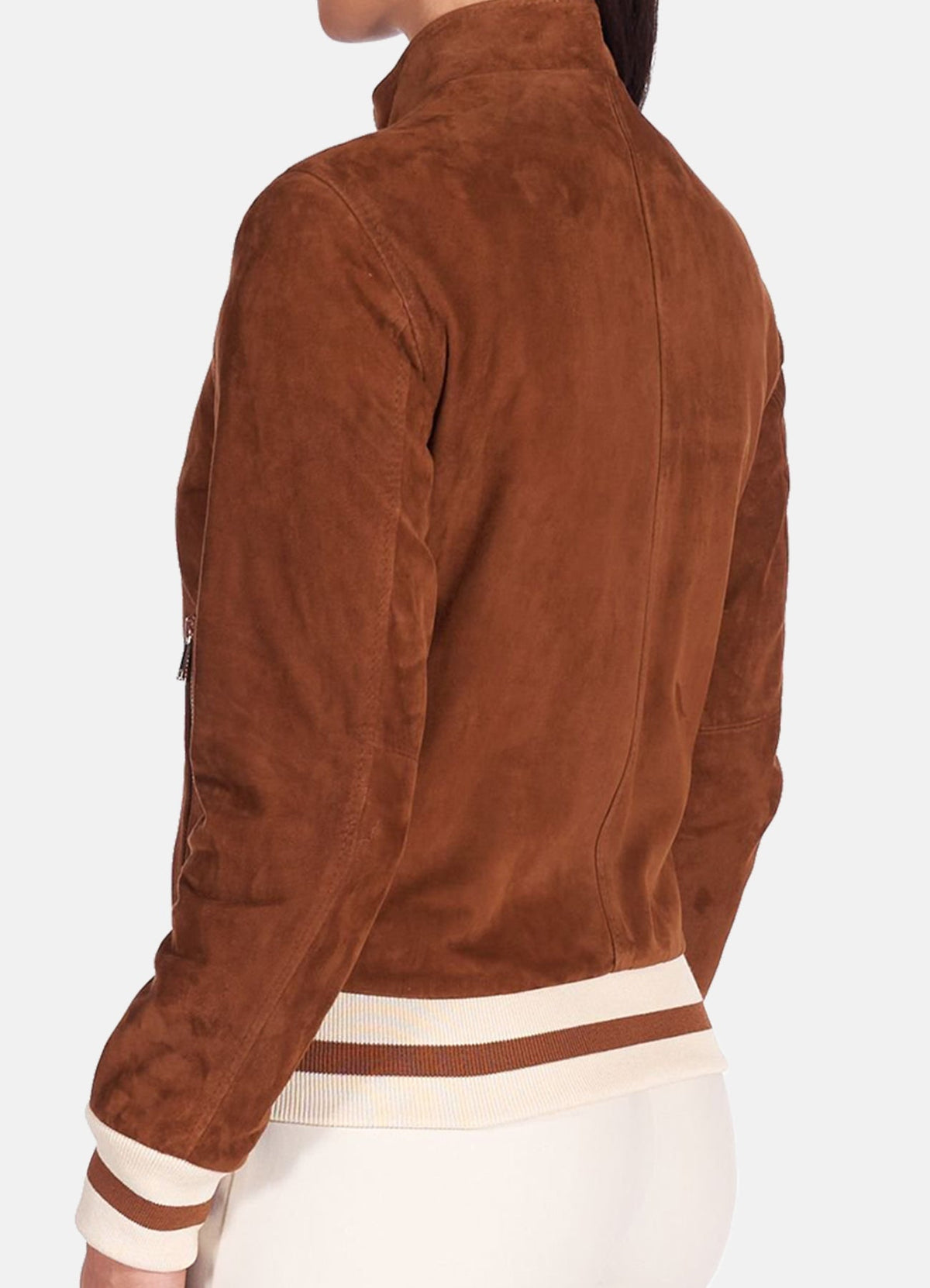 Women's Brown Bomber Suede Leather Jacket