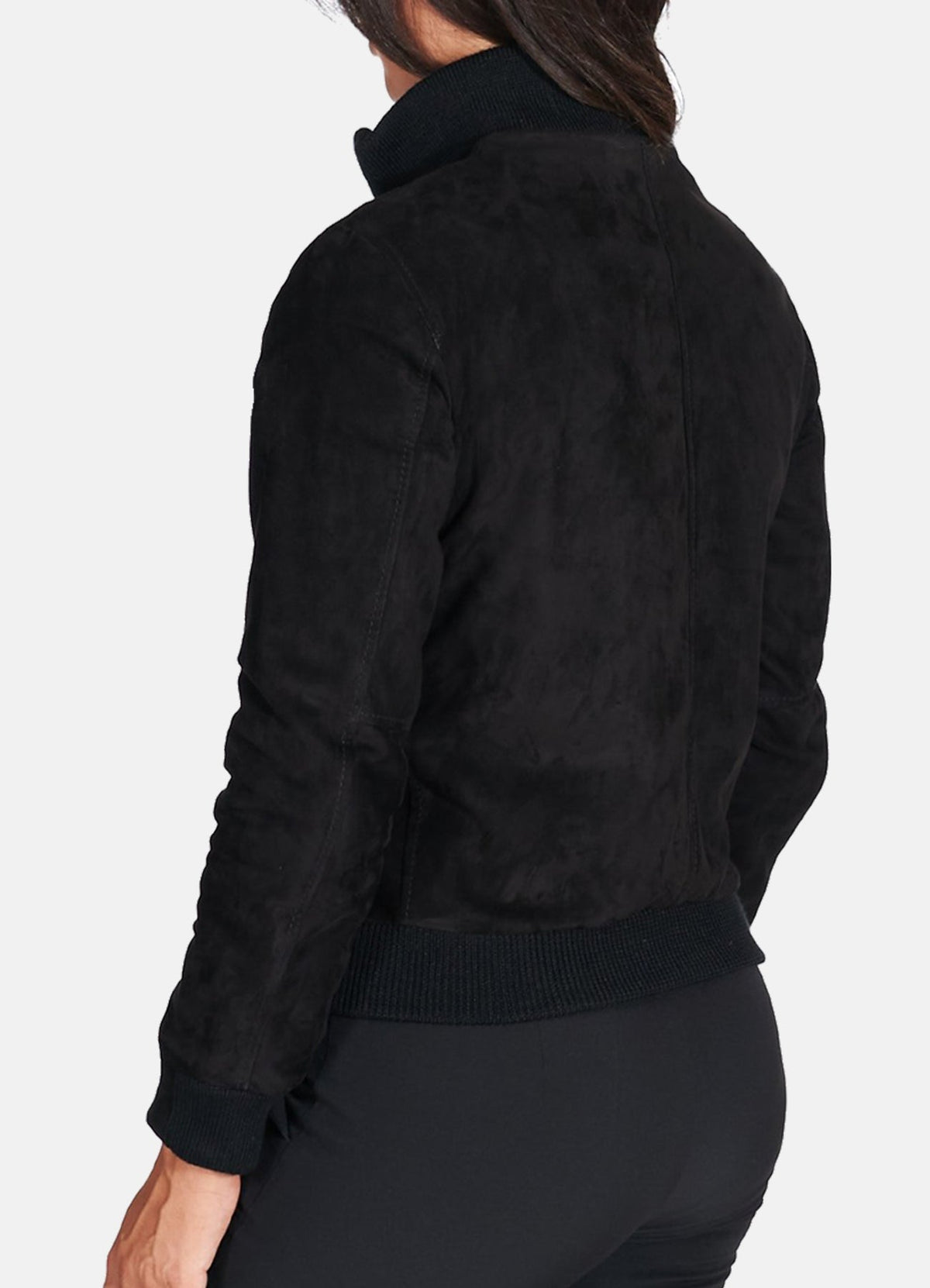 Women's Deep Black Suede Leather Jacket