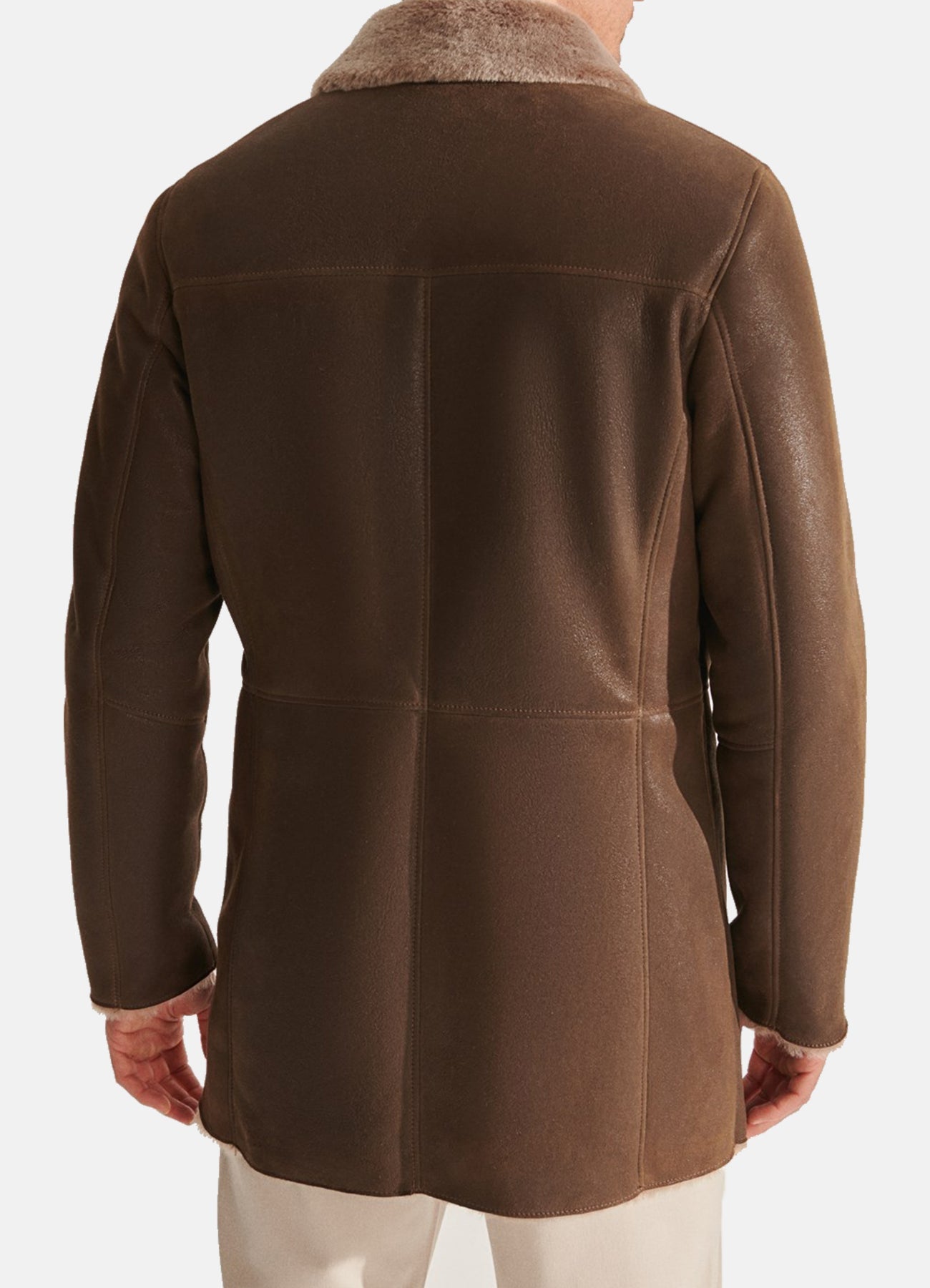 Men's Modern Brown Shearling Leather Coat