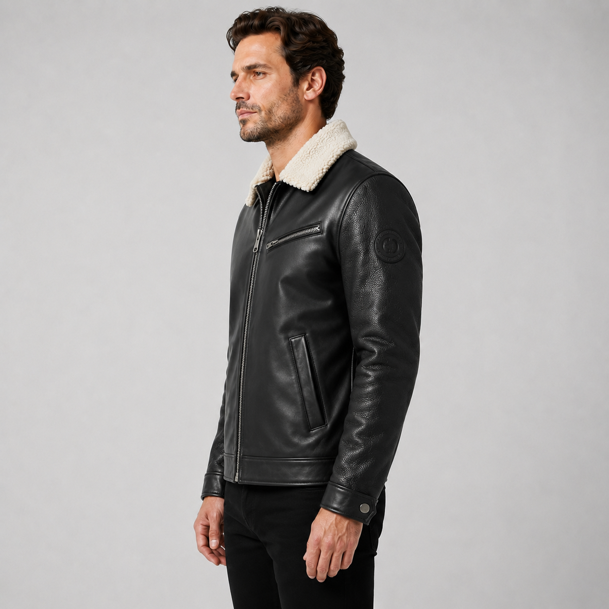 The Holloway Blackridge Shearling Black Leather Jacket