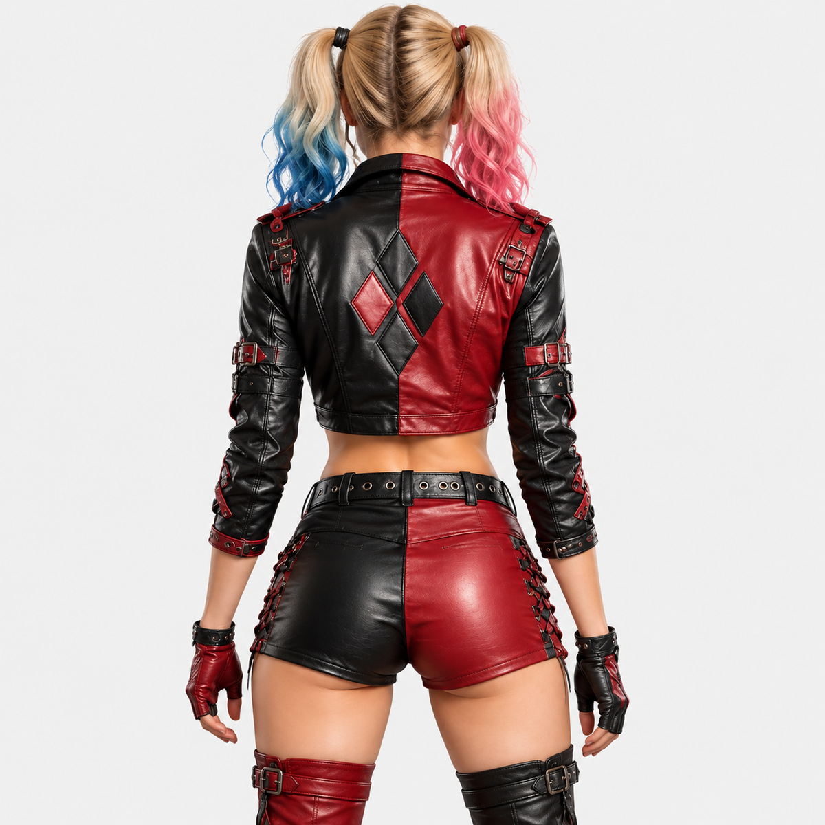 Harley Quinn Inspired Leather Jacket & Shorts Set