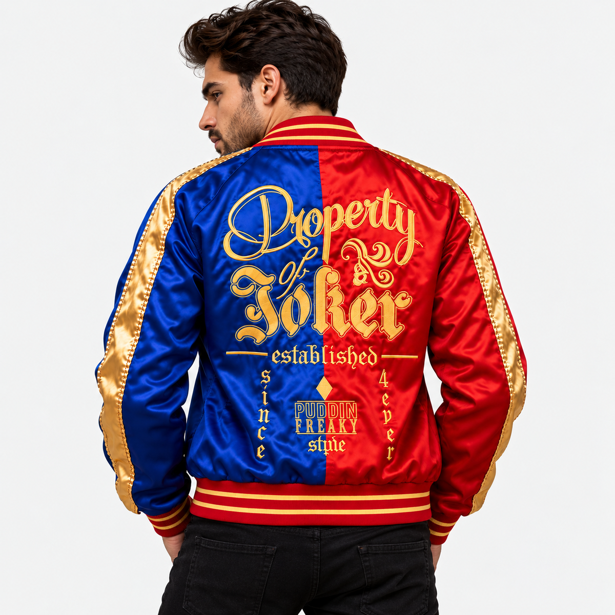 Harley Quinn Suicide Squad Property of Joker Satin Bomber Jacket