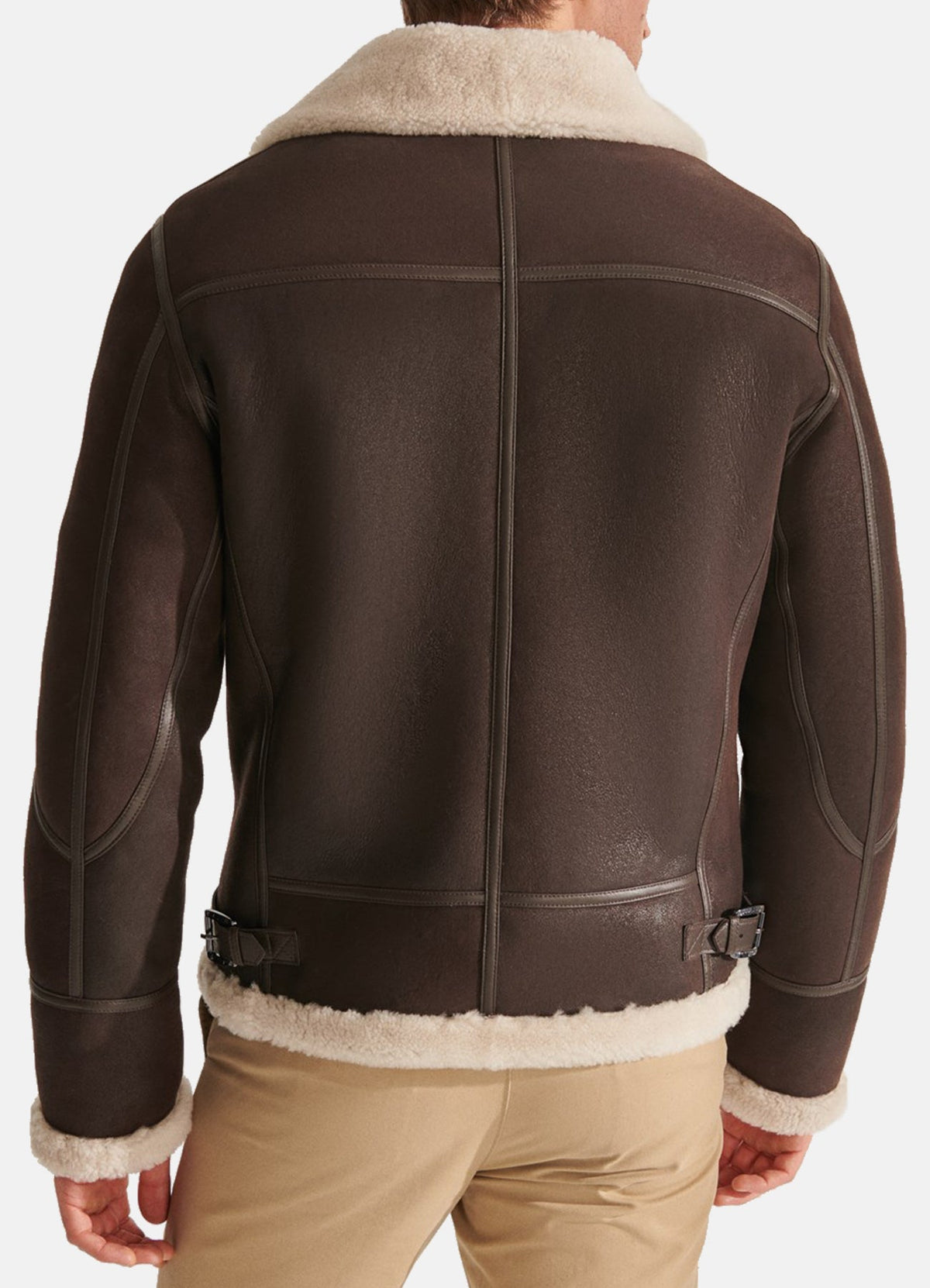 Men's Chocolate Brown Shearling Leather Jacket