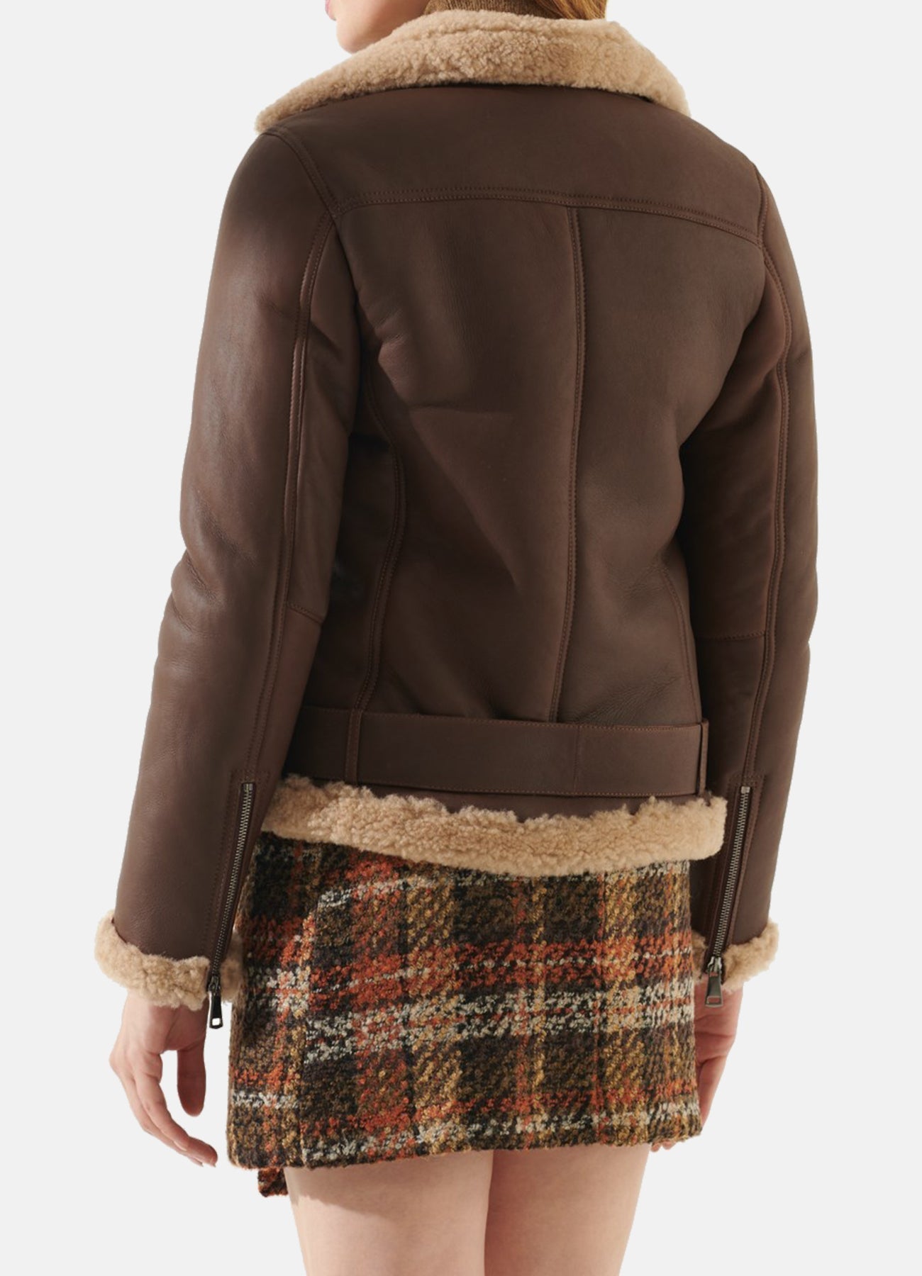 Women's Chocolate Brown Shearling Leather Jacket