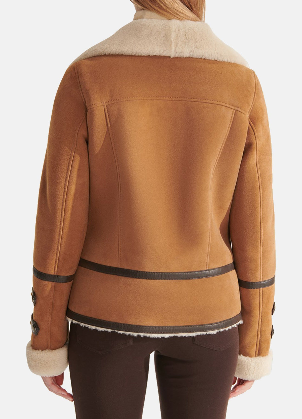 Women's Tan Suede Shearling Leather Jacket