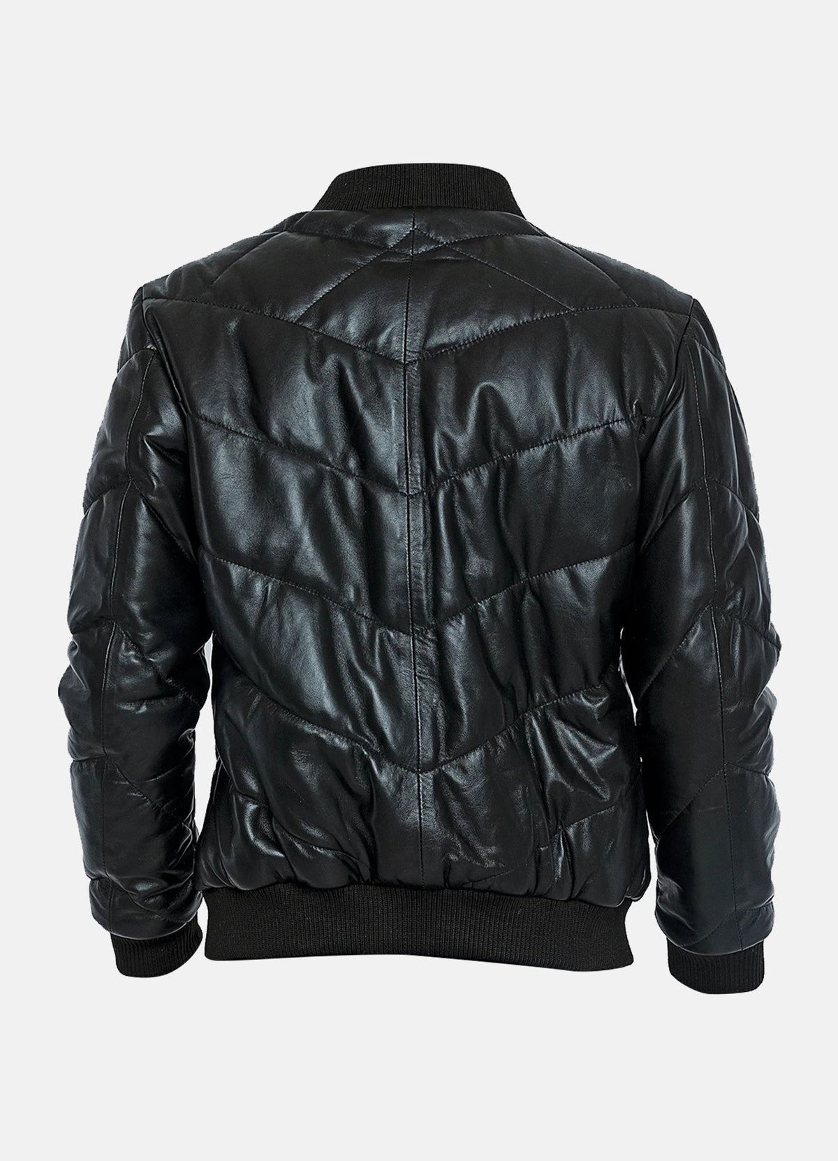 Men's Diamond Stitched Style Leather Bomber Jacket