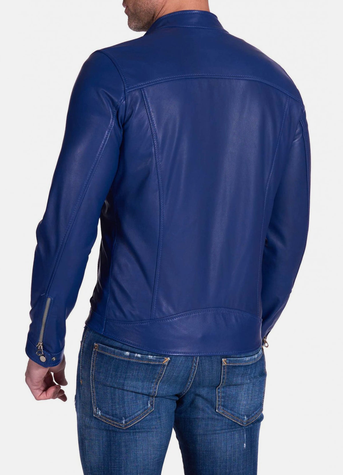 Men's Ink Blue Biker Leather Jacket