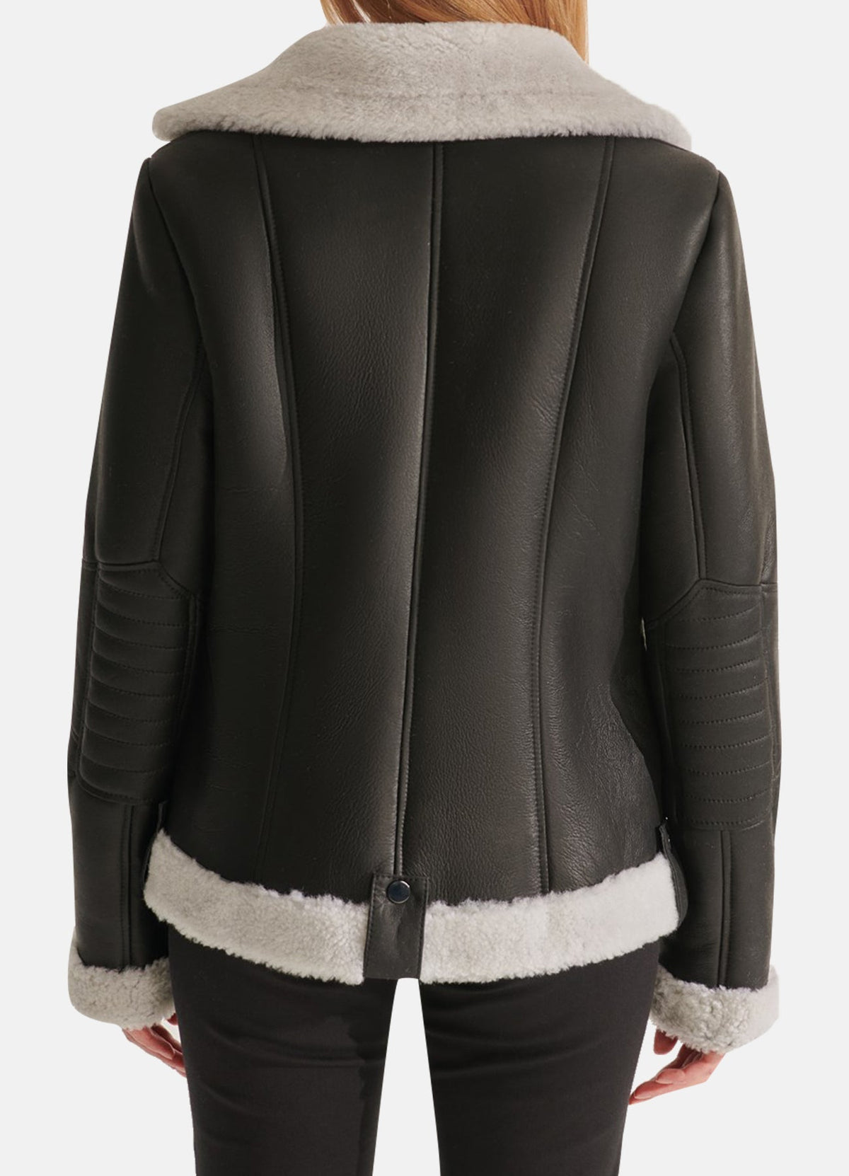 Women's Black Sport Shearling Leather Jacket