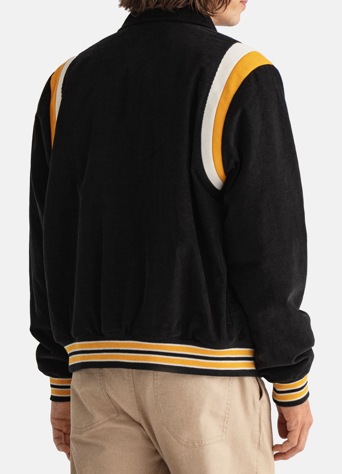 Men's Jet Black Corduroy Varsity Jacket