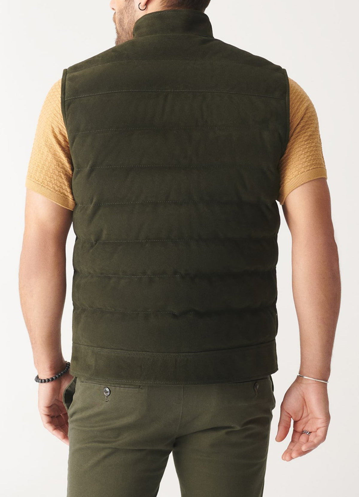 Men's Seaweed Green Suede Leather Vest