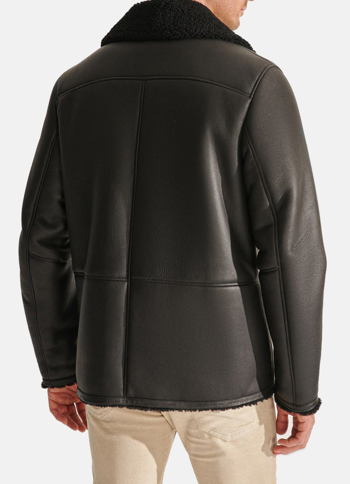 Men's Charcoal Black Shearling Leather Jacket