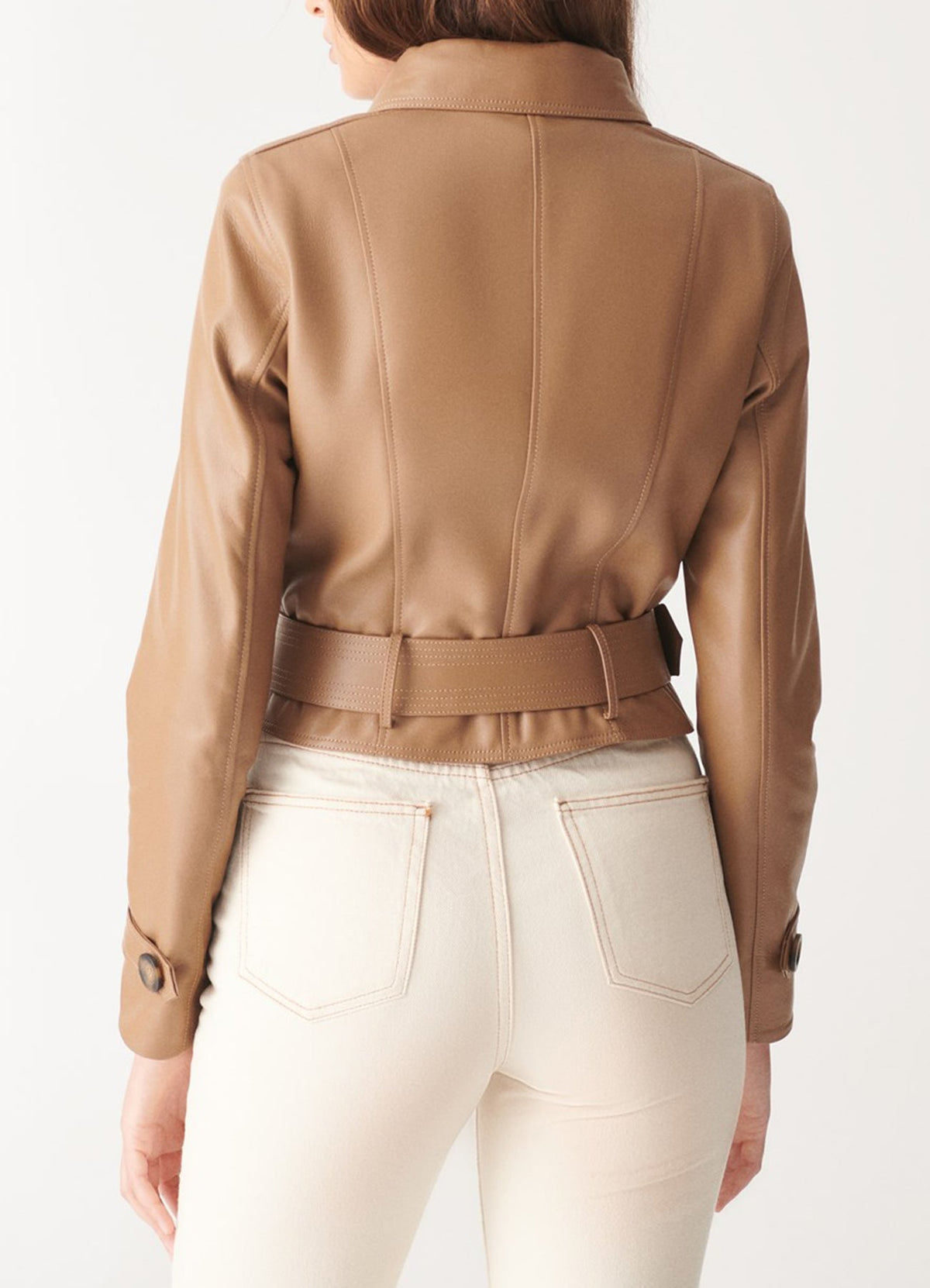 Women's Authentic TAN Biker Leather Jacket