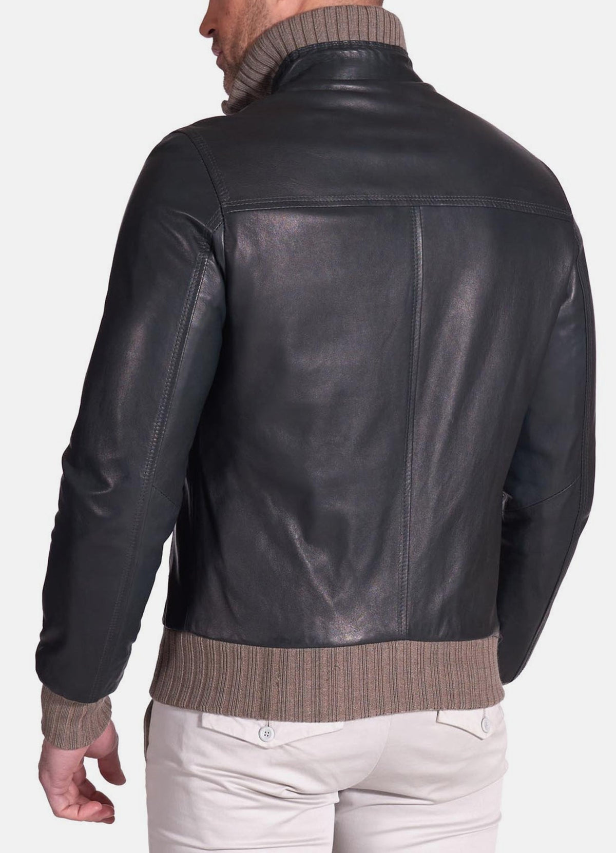 Men's Vintage Style Black Bomber Leather Jacket