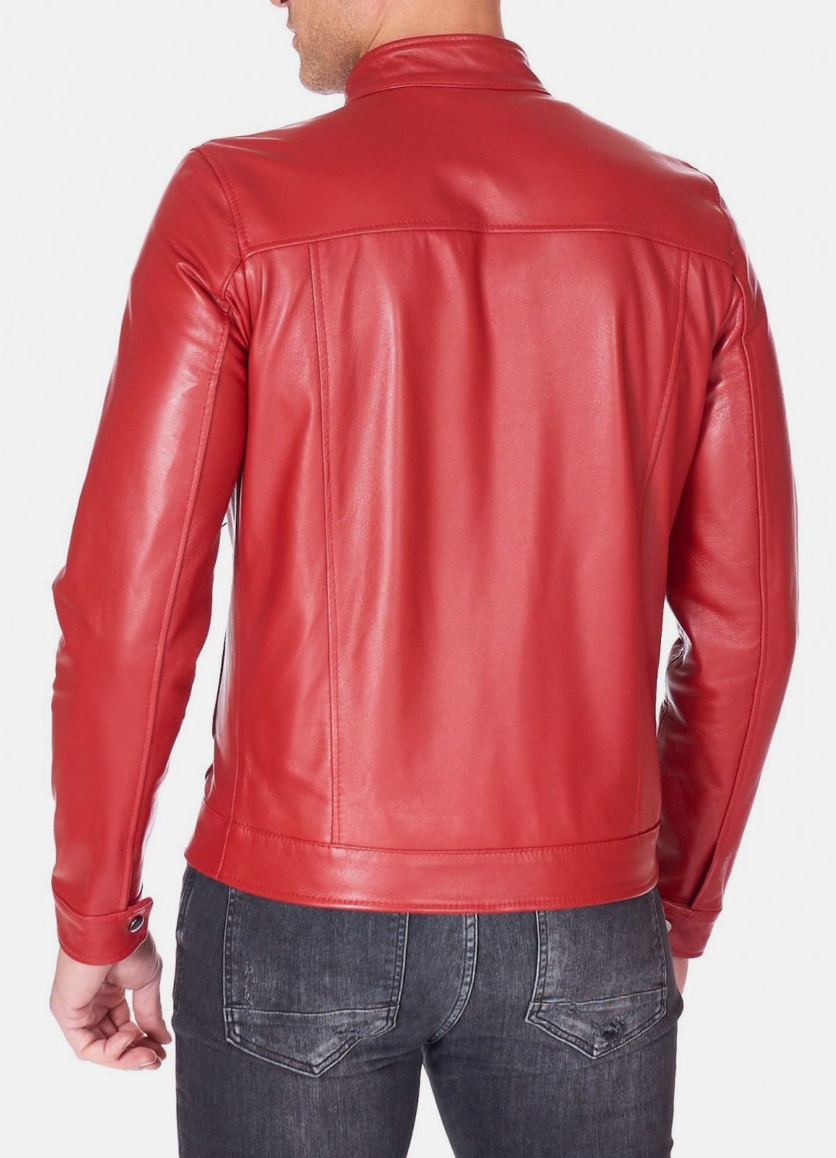 Men's Premium Red Biker Leather Jacket