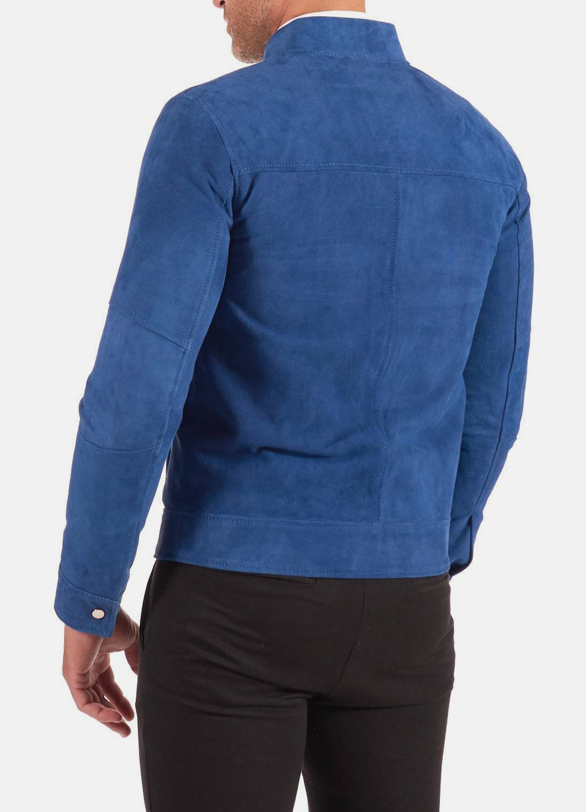 Men's Classic Blue Suede Leather Jacket