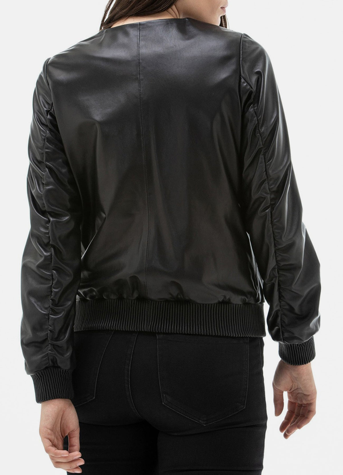 Women's Piano Black Bomber Leather Jacket