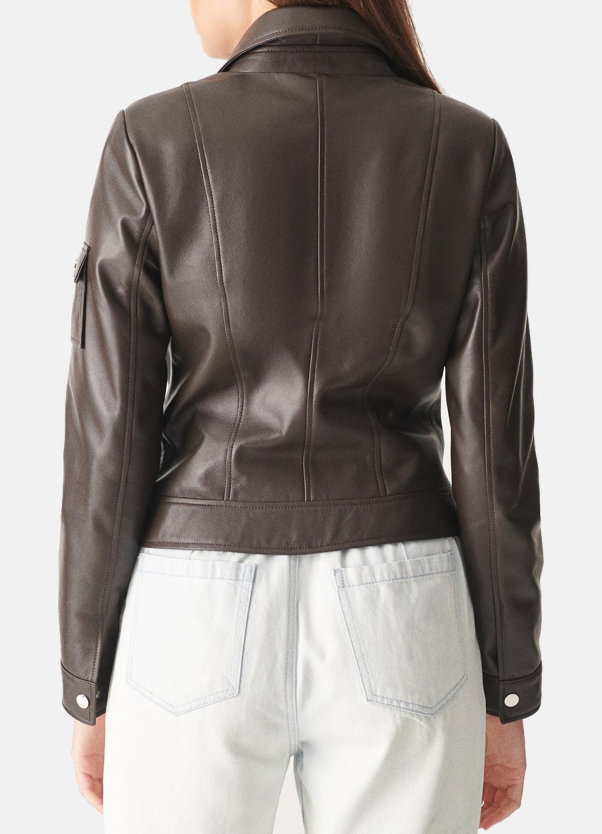 Women's Dark Brown Sports Biker Leather Jacket