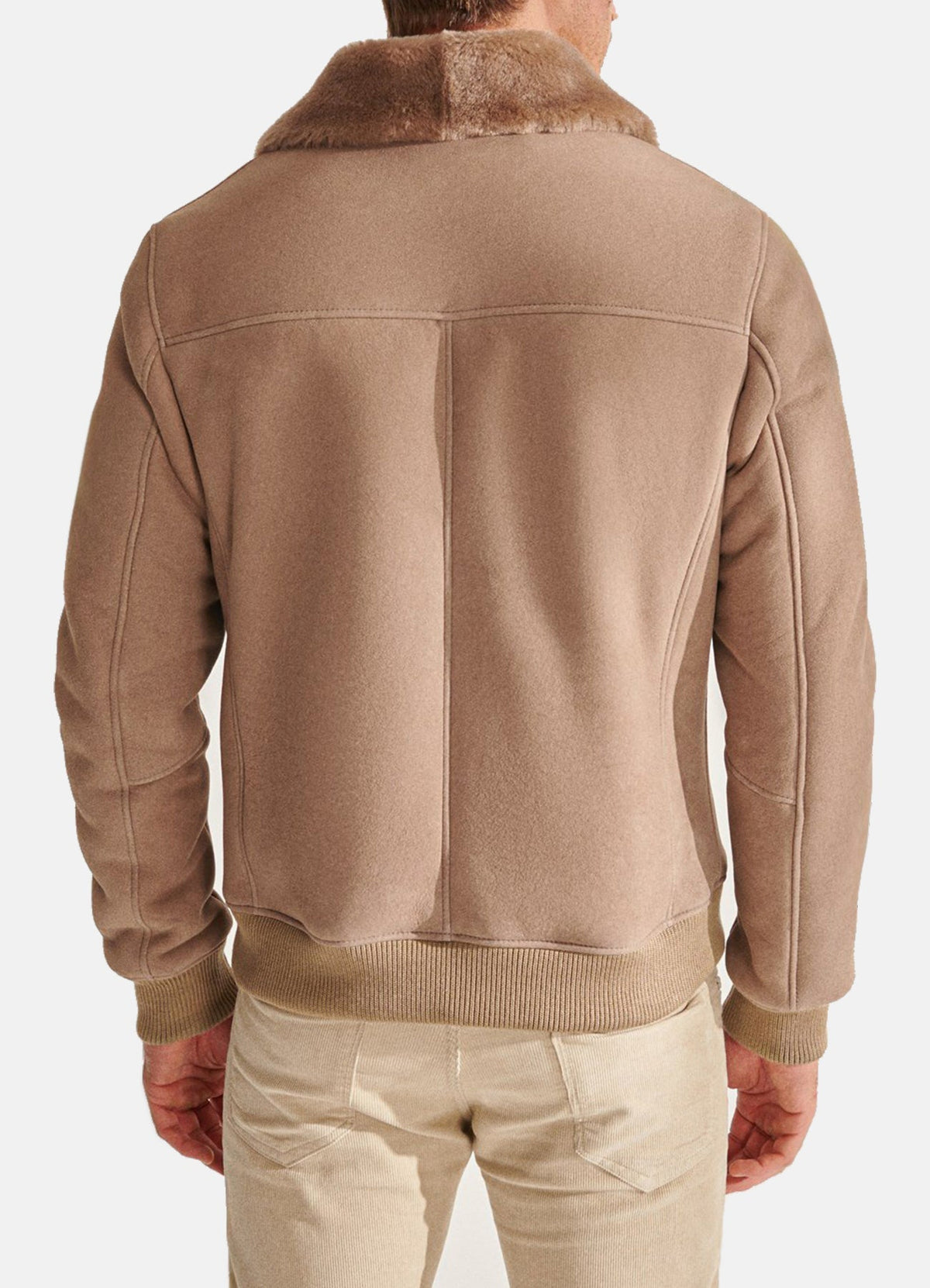 Men's Beige Sports Shearling Leather Jacket