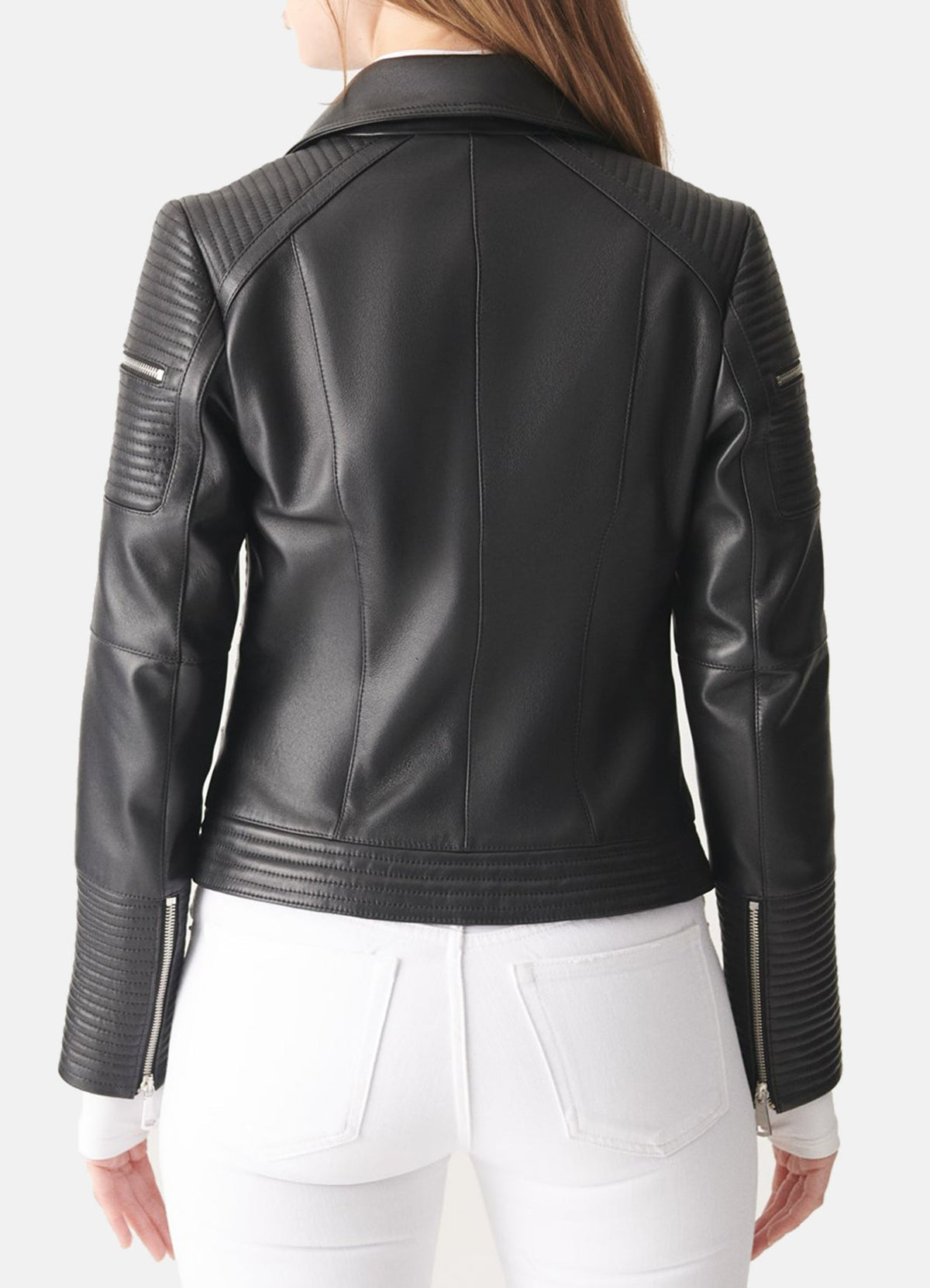 Women's Quilted Black Biker Leather Jacket