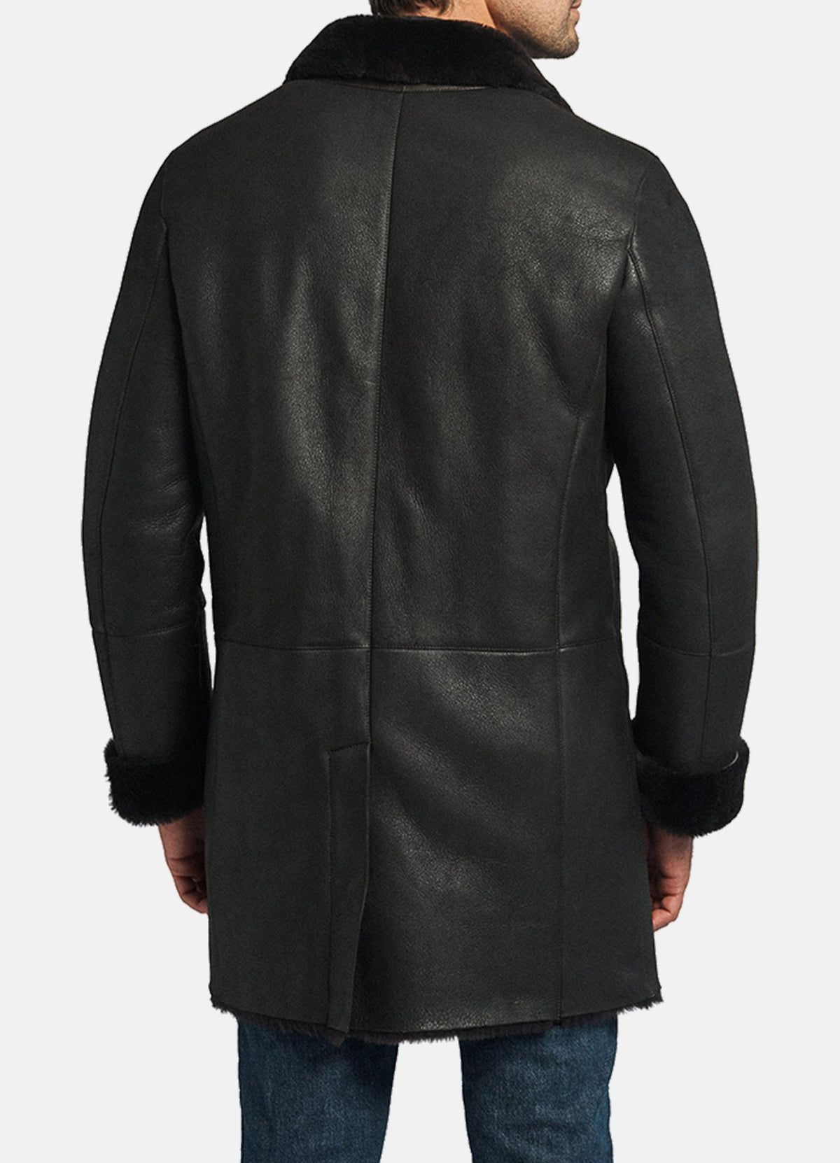Men's Authentic Black Shearling Leather Coat