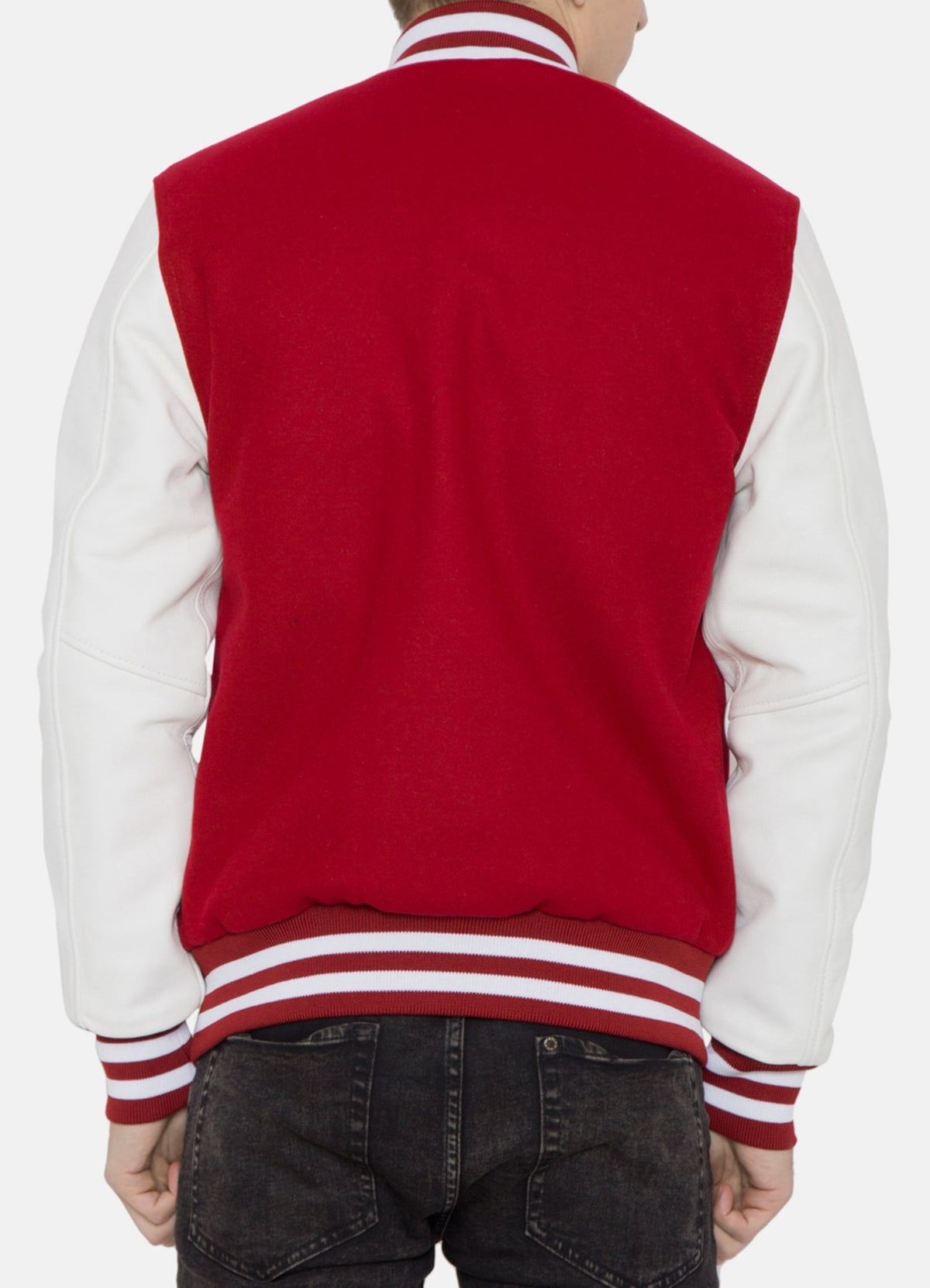 Men's Casual Red and White Varsity Jacket