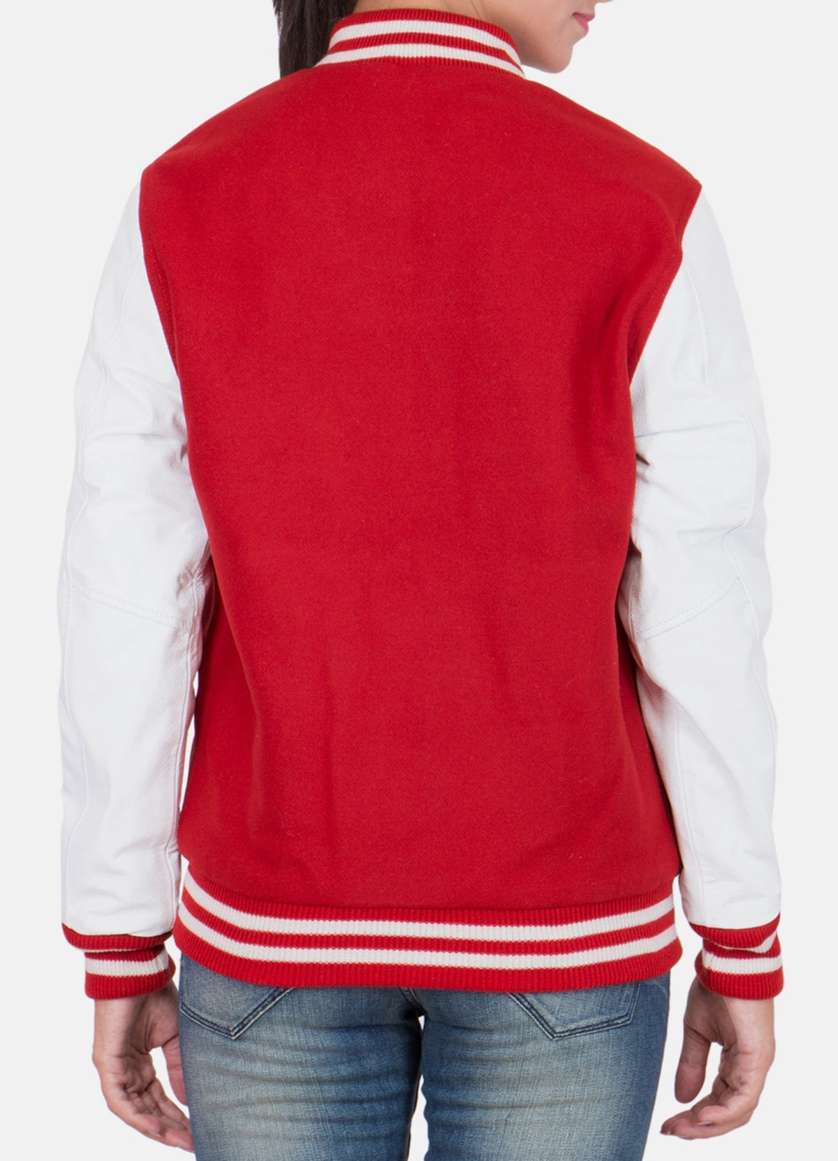 Women's Classic Red and White Varsity Jacket