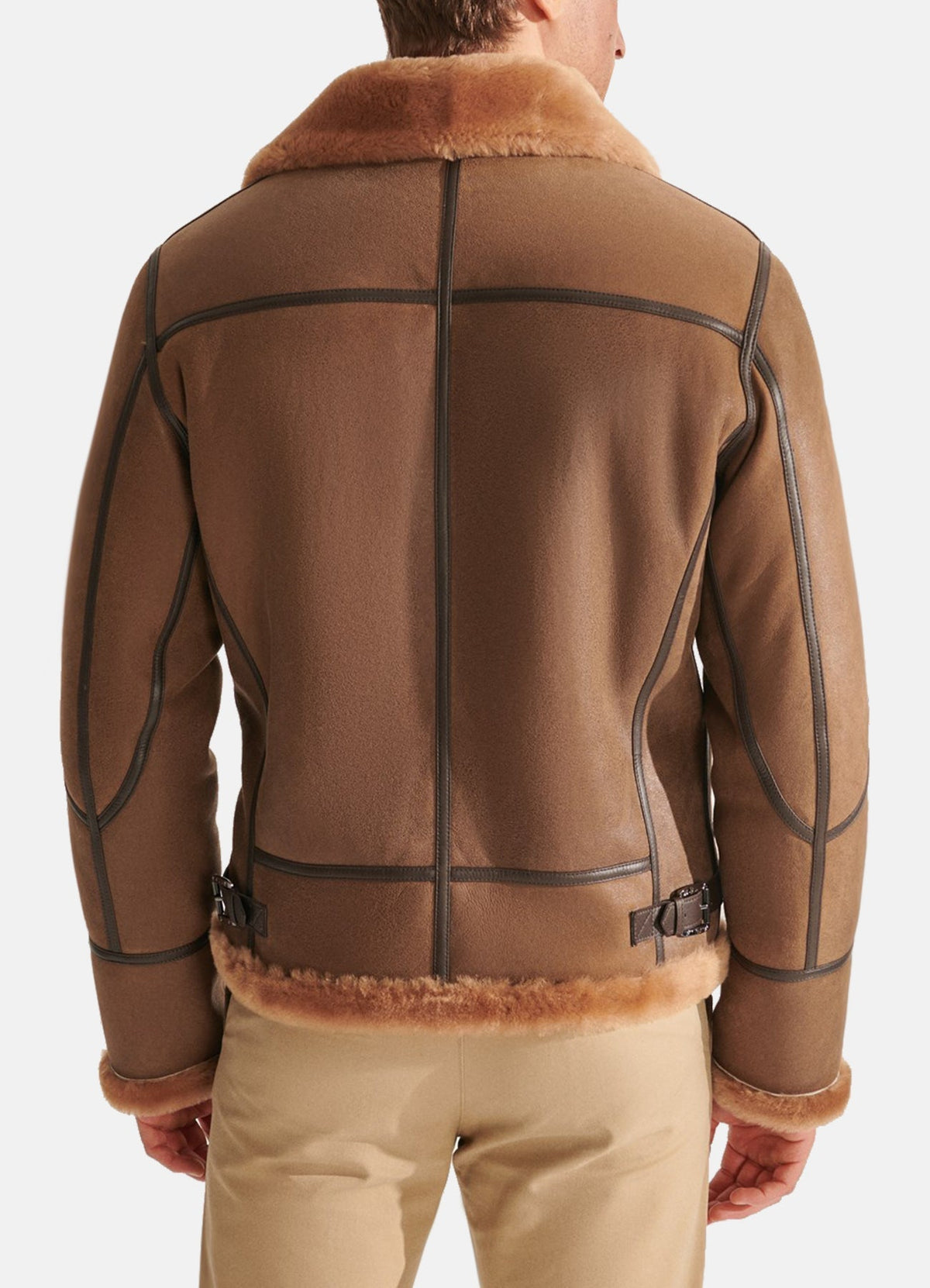 Men's Camel Brown Vintage Shearling Leather Jacket