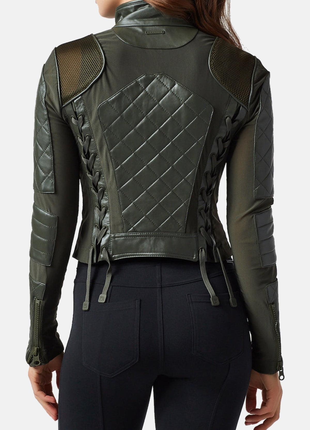 Women's Olive Green Biker Leather Jacket