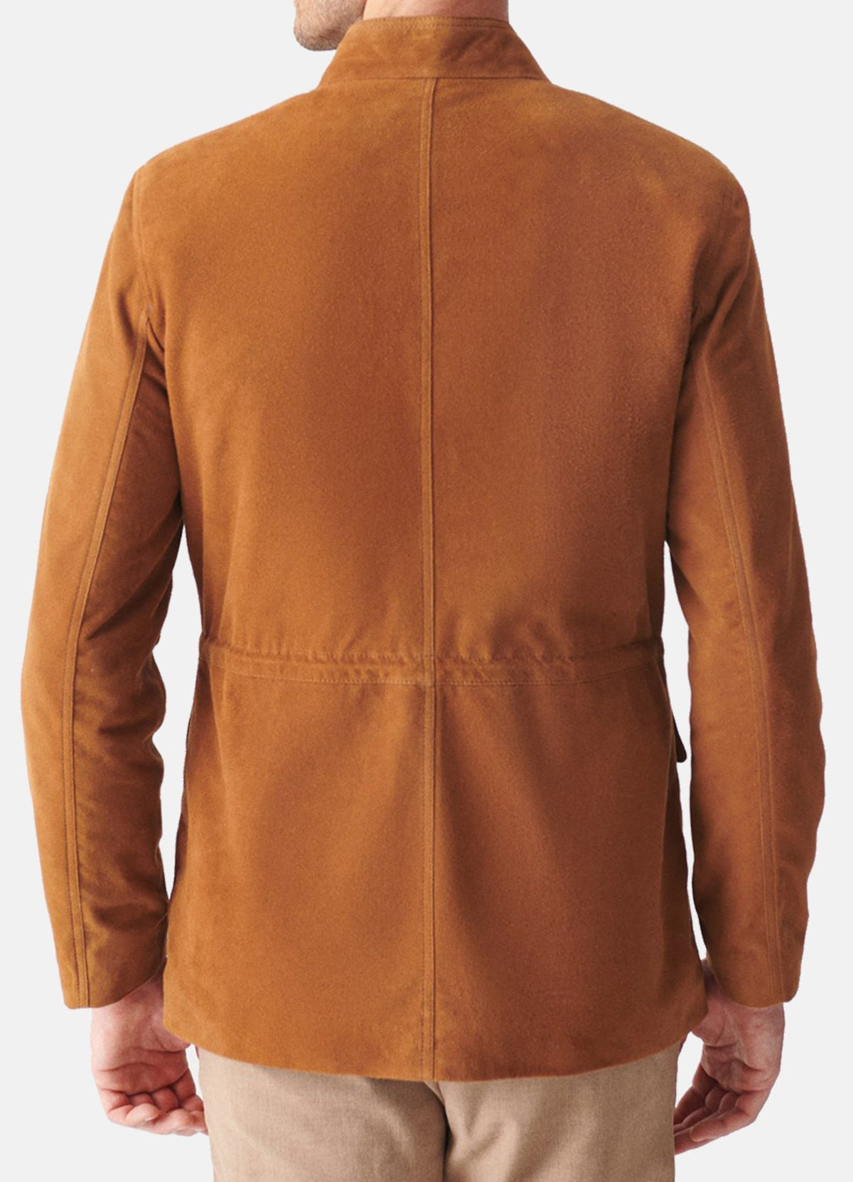 Men's TAN Long Length Suede Leather Jacket