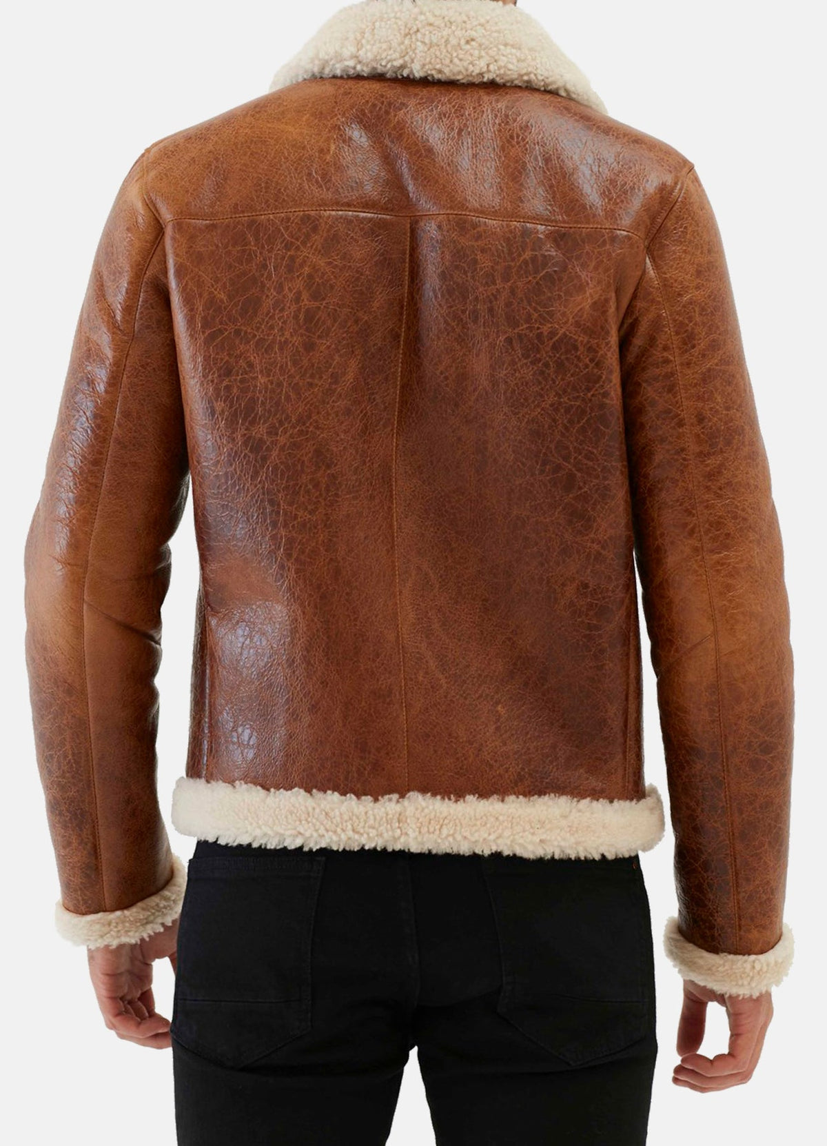 Men's Distressed Brown Shearling Leather Jacket