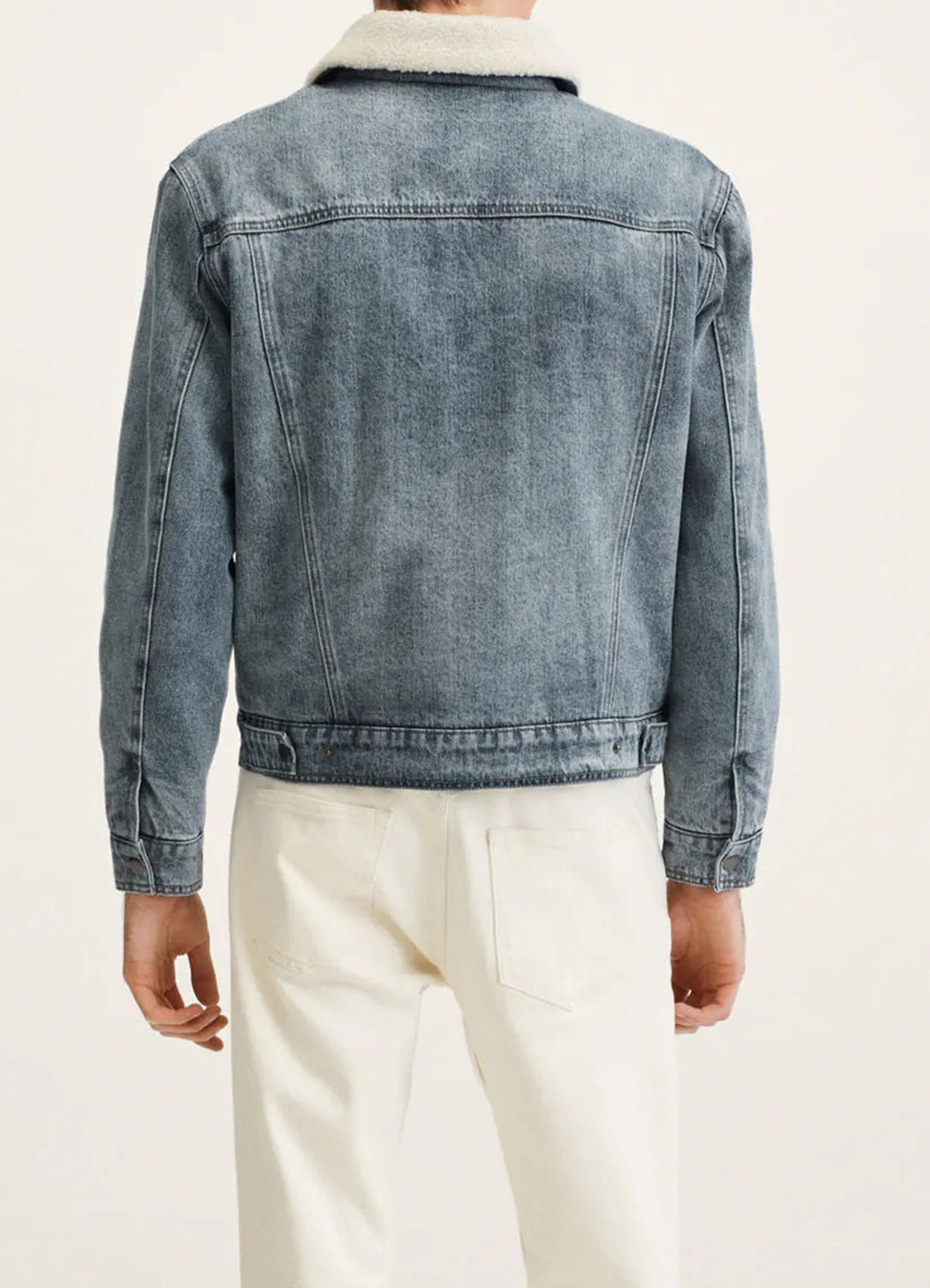 Men's Light Blue Denim Shearling Jacket