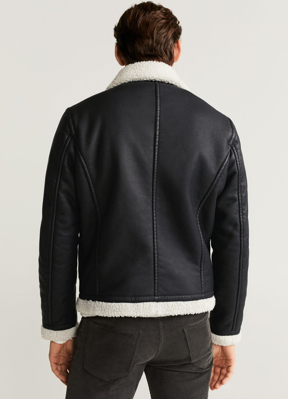 Men's Classic Black Shearling Leather Jacket