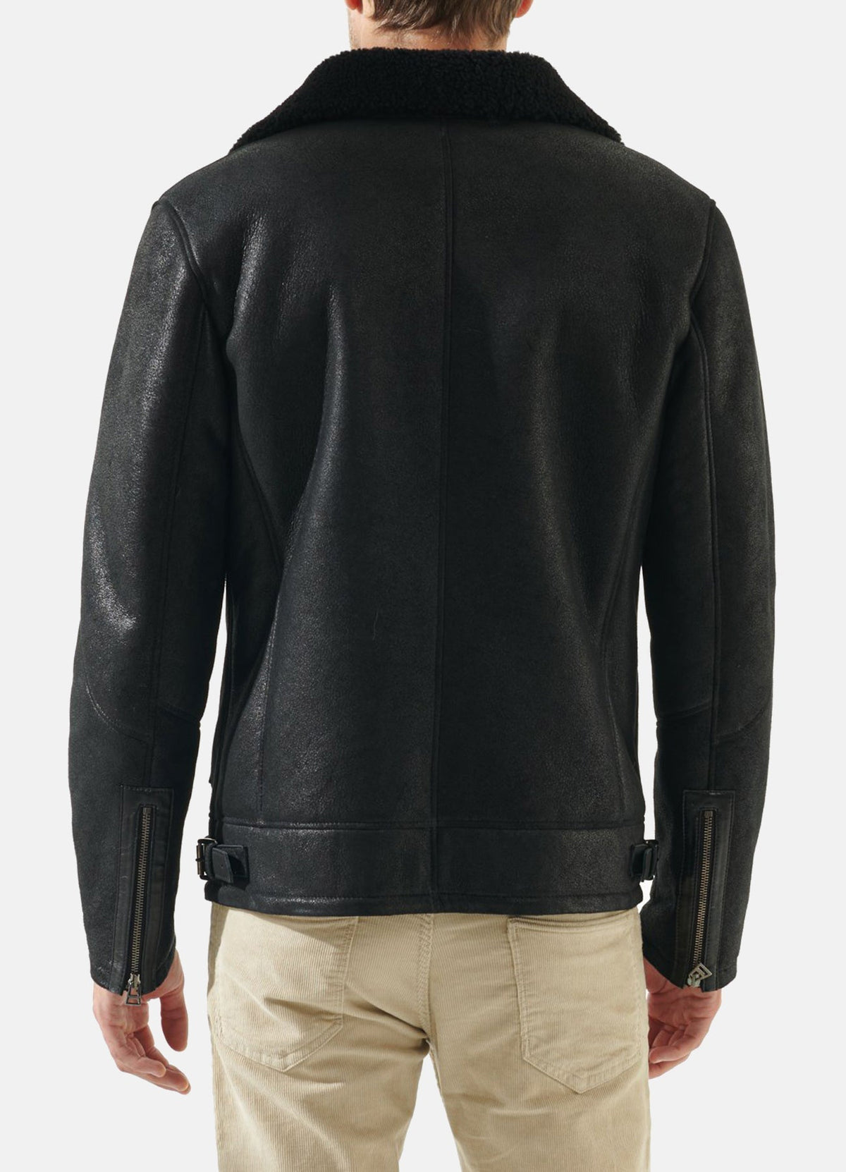 Men's Jade Black Shearling Leather Jacket