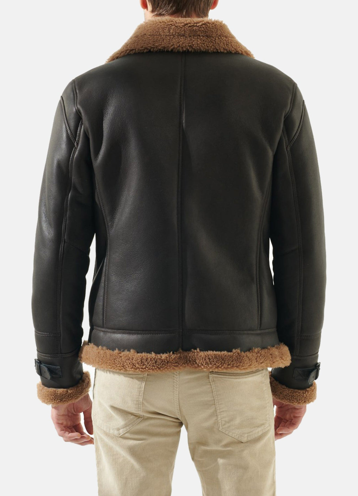 Men's Pitch Black Shearling Leather Jacket