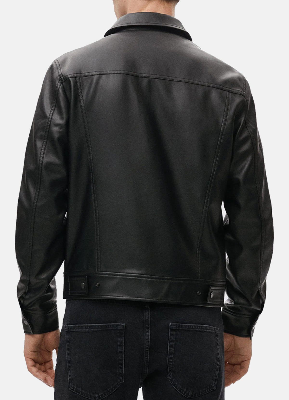 Men's Charcoal Black Biker Leather Jacket