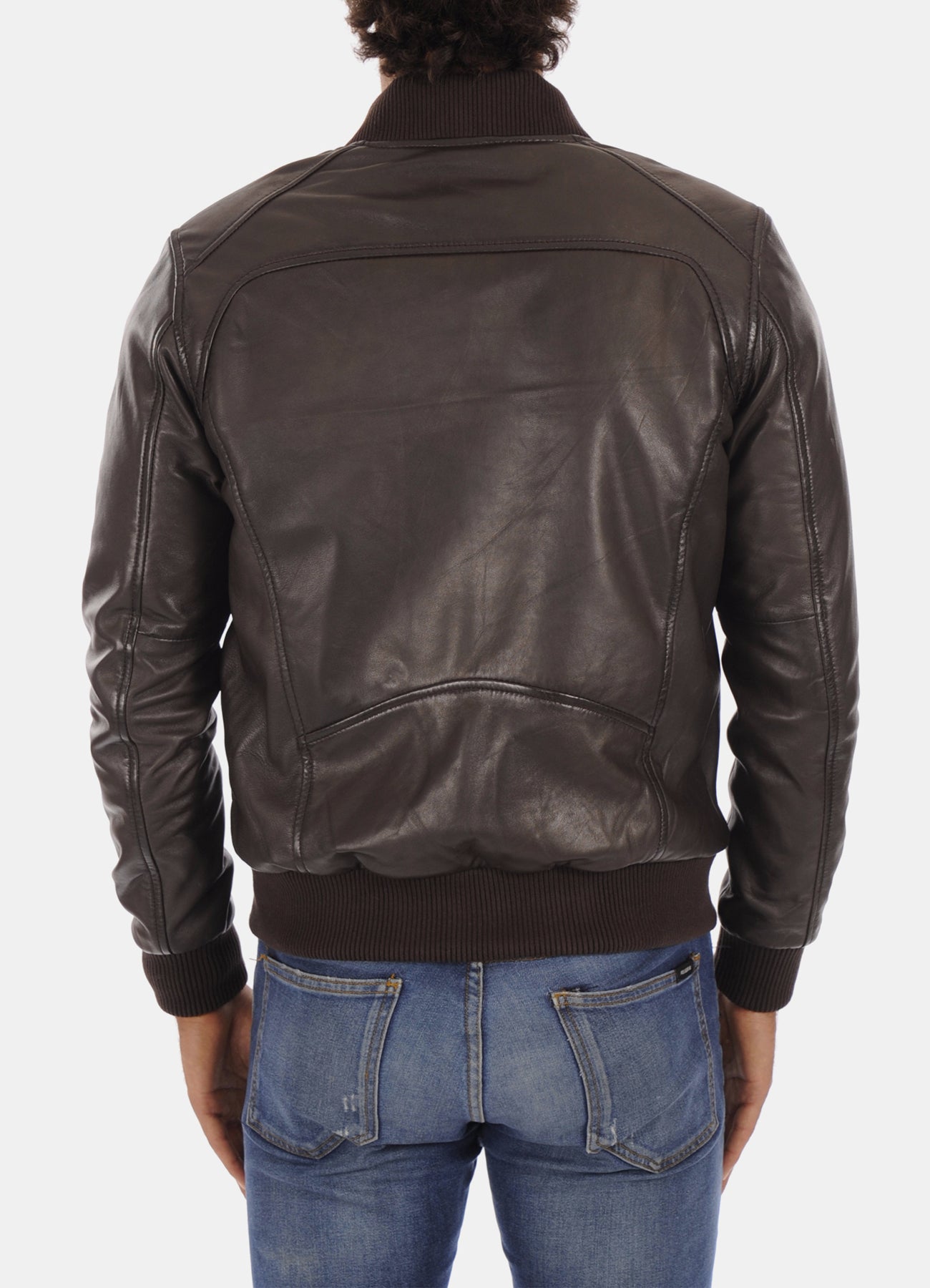 Men's Dark Brown Vintage Bomber Leather Jacket