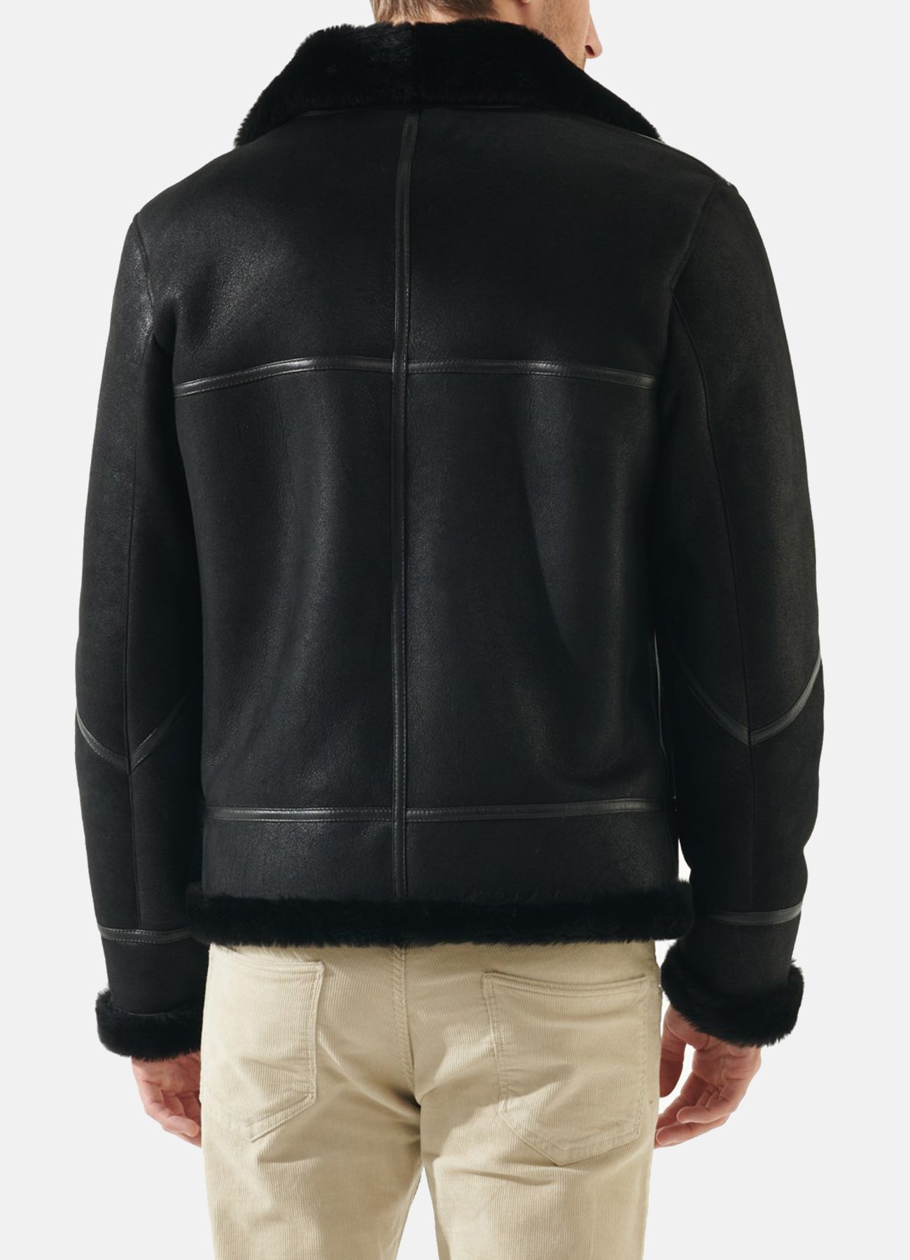 Men's Jet Black Shearling Leather Jacket