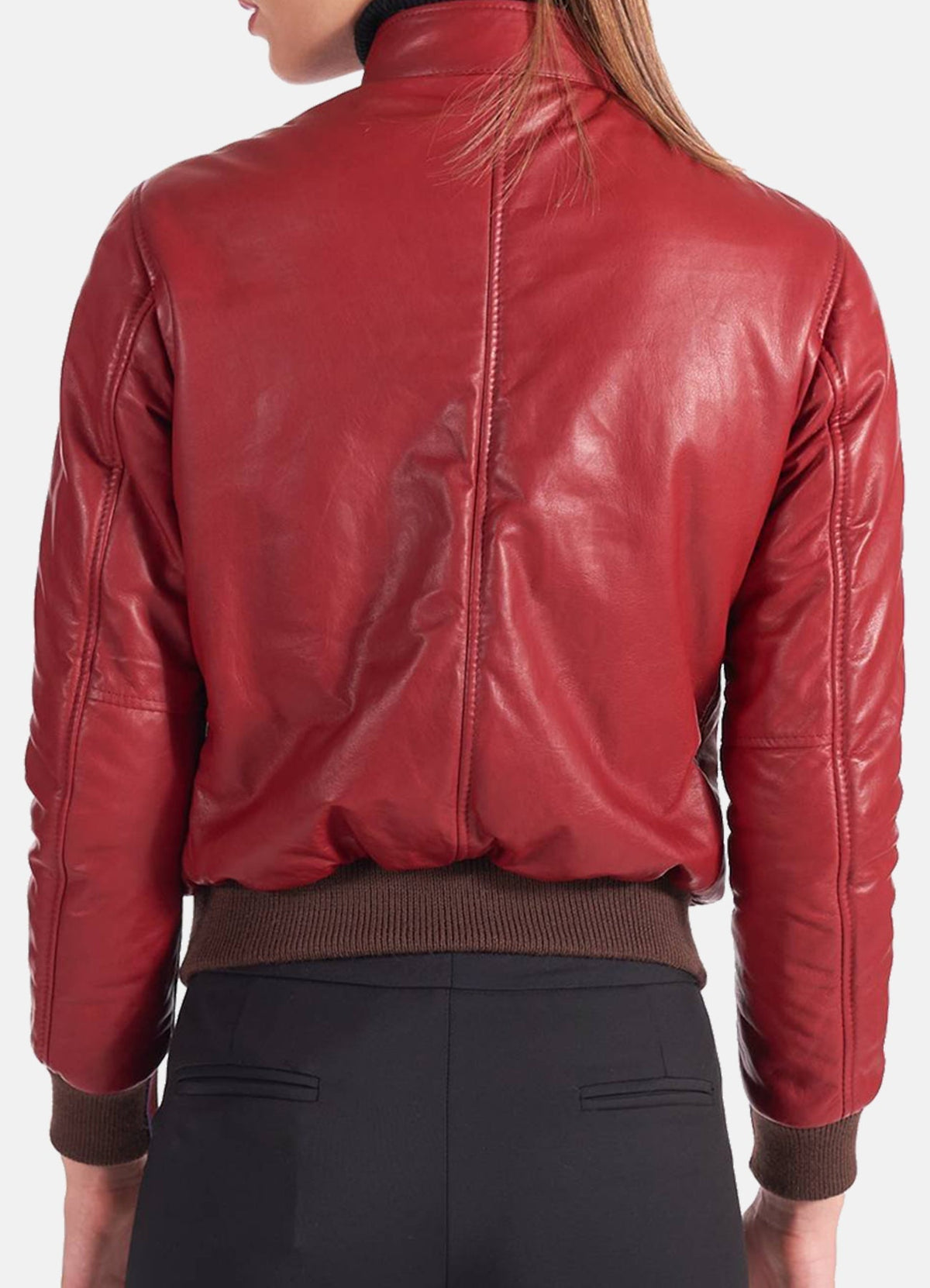 Women's Soft Red Bomber Leather Jacket